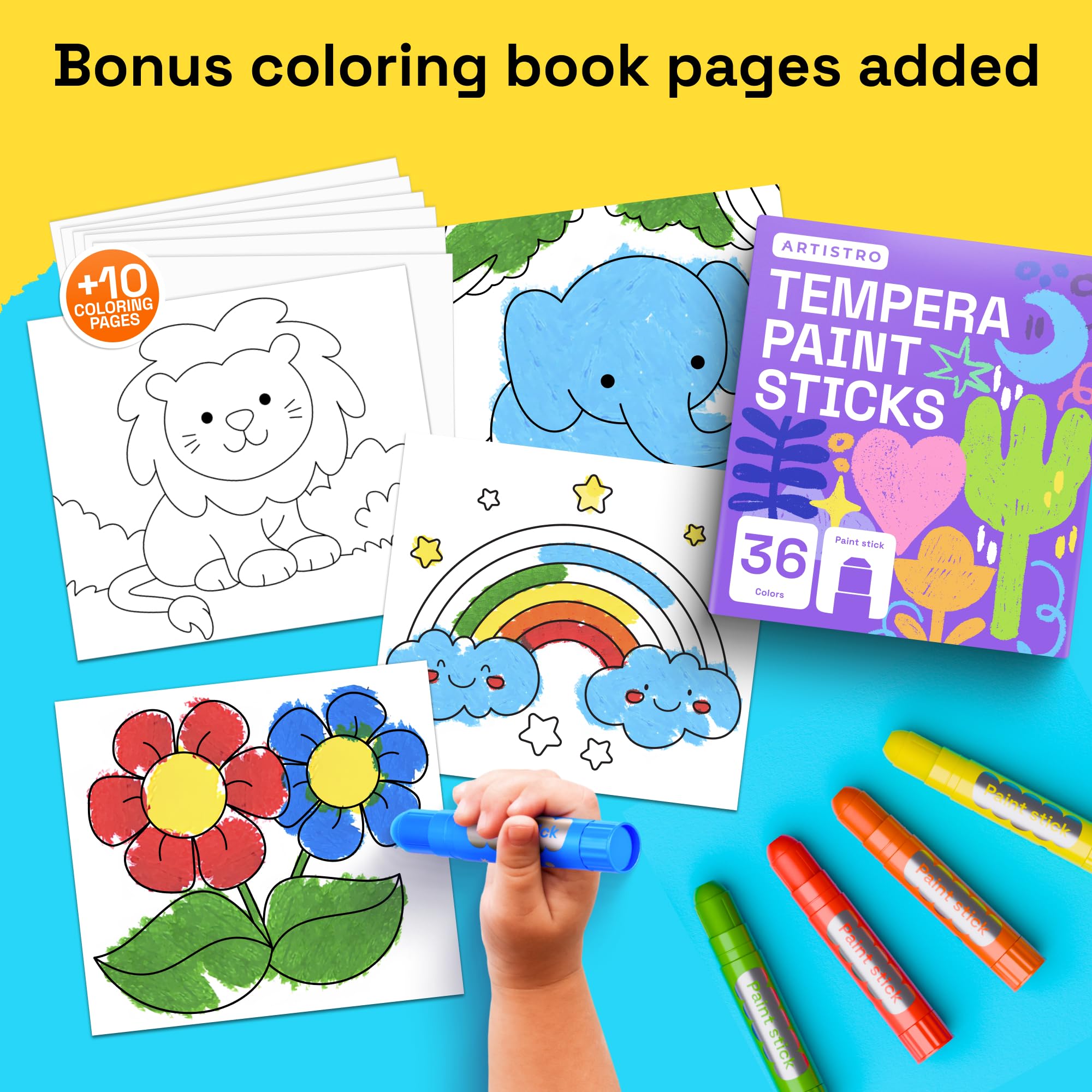 100% Washable Tempera Paint Sticks For Kids - 12 Non-toxic Pa - View #10