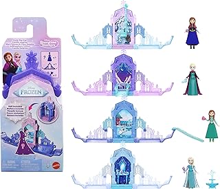 Mattel Disney Frozen Anna or Elsa Pop-Up Castle (Character May Vary) | 4 Surprises Include 1 Small Doll, Storytime Stackers Mini Playset & 2 Accessories, Inspired by Disney Frozen