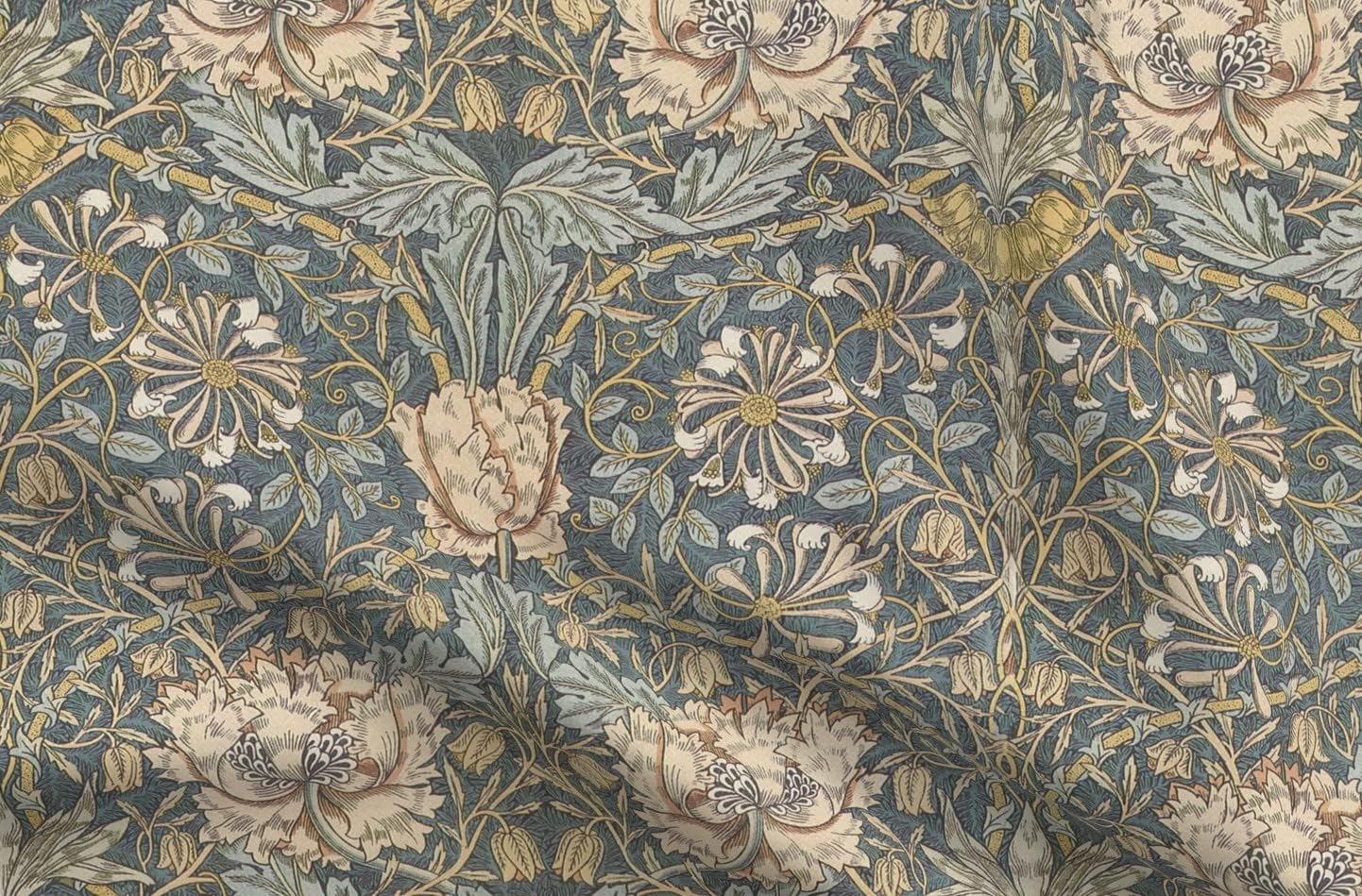 Spoonflower Fabric - Floral Damask Victorian Vintage Style Edwardian Arts and Crafts Gray Printed on Petal Signature Cotton Fabric Fat Quarter - Sewing Quilting Apparel Crafts Decor