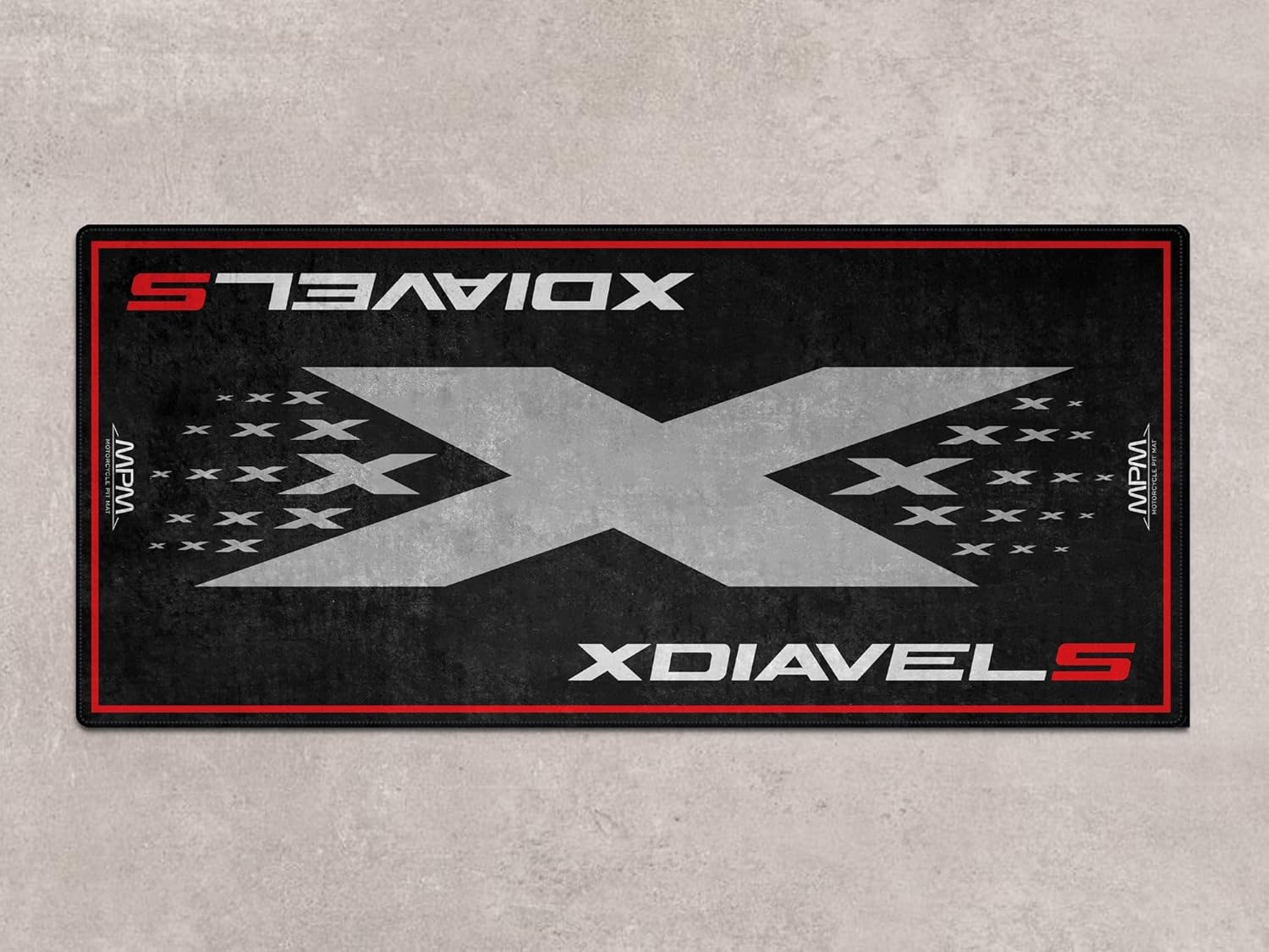 Parking Mat for XDiavel S Motorcycle Models, Display and Pit Mat, Washable Non-Slip Garage and Showroom Floor Mat, Rug (Size 2: 102 x 47/260 x 120 cm)