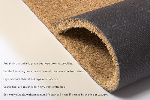 Miniatura 5 de PLUS Haven Felpudo de fibra de coco puro con respaldo resistente (Hello 1)