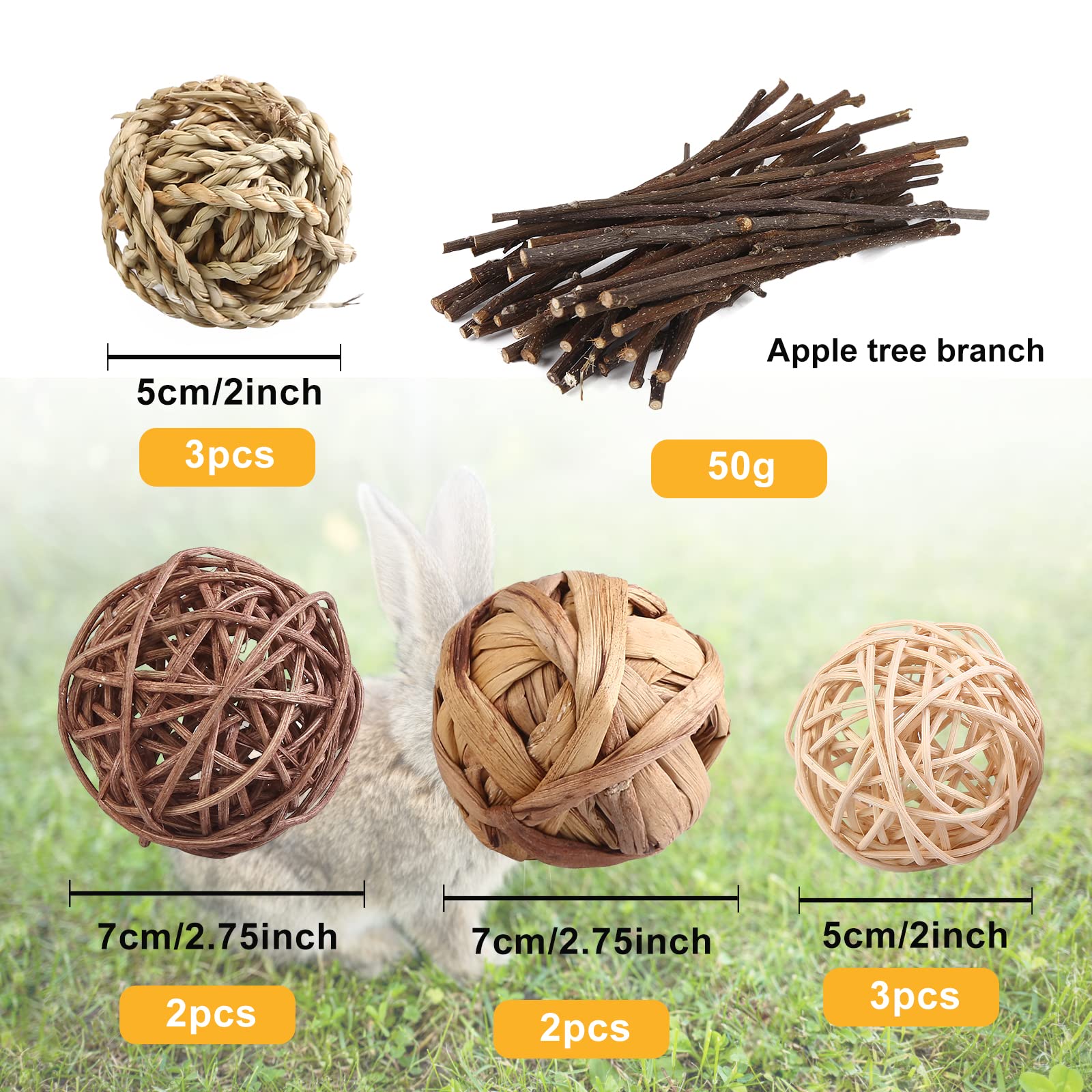 Bastoncini Di Melo Naturali Per Conigli E Piccoli Animali - Giocattoli Da Masticare 50g - Foto 8