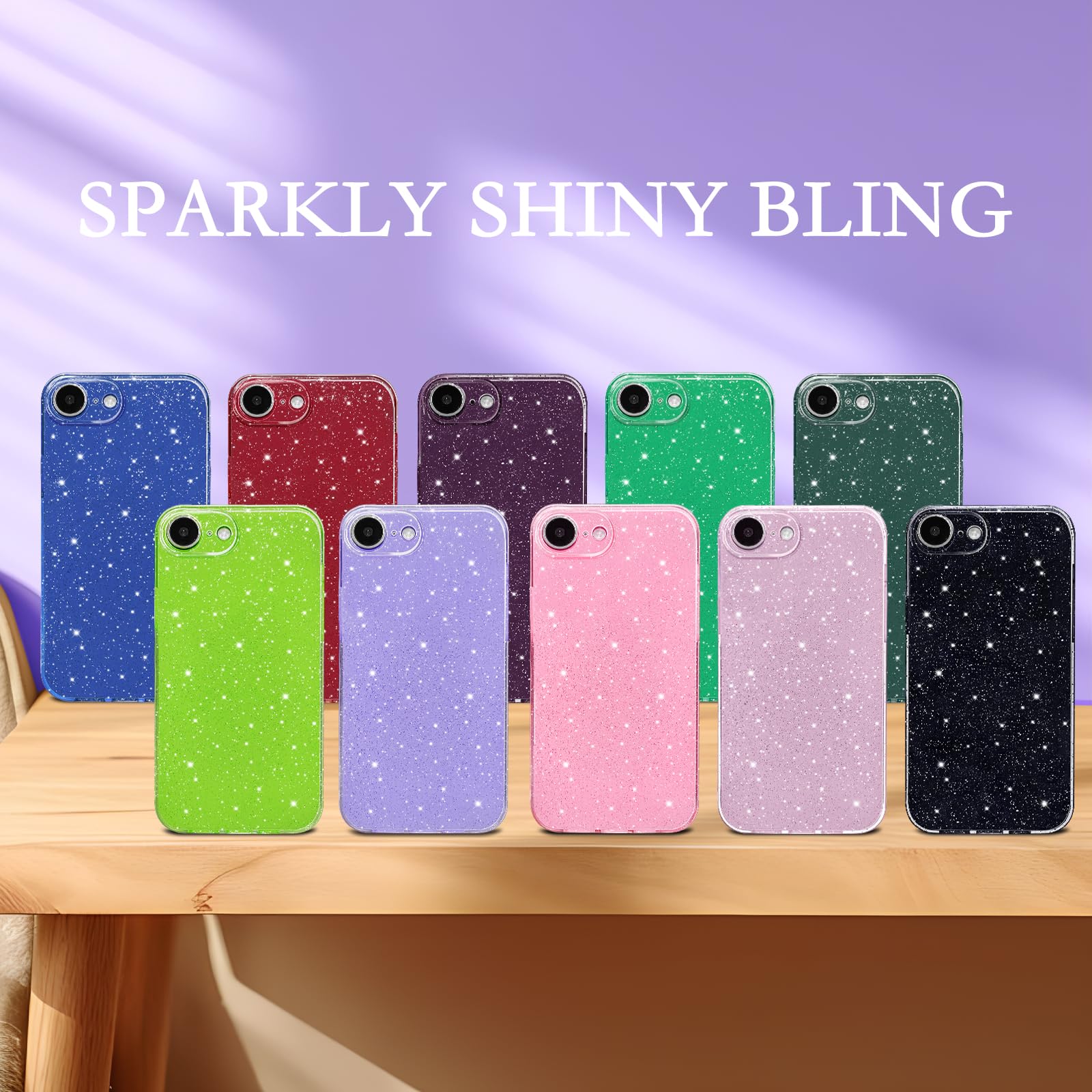 Riccase For IPhone 11 Case, Clear Cute Glitter Sparkly Transparent Phone Case For Women Girls, Soft TPU Anti-Yellow & Shockproof Protective For IPhone 11 6.1 Inch, Purple Glitter - View #2