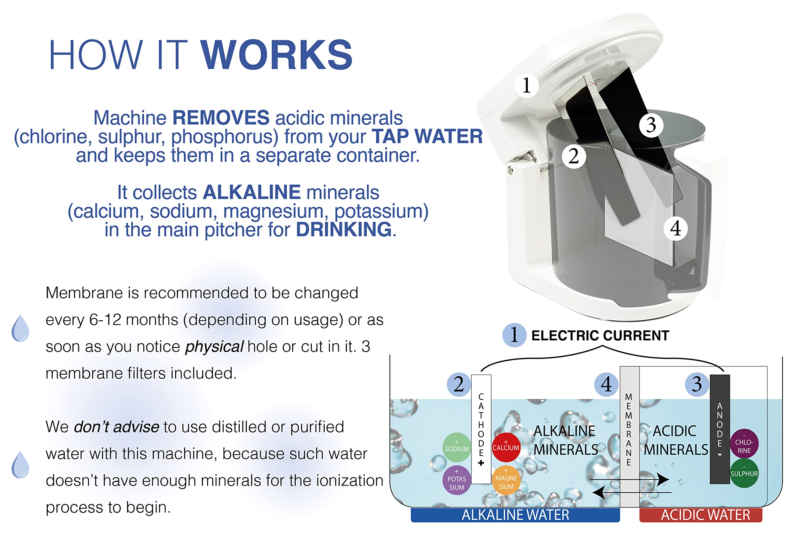 ionizador de agua 3 en 1 | Máquina de agua alcalina | Generador de plata coloidal | Agua ácida | Agua alcalina PH 2-11, hasta -1000mV ORP | Generador coloidal - Silver Rods 9999 Pure