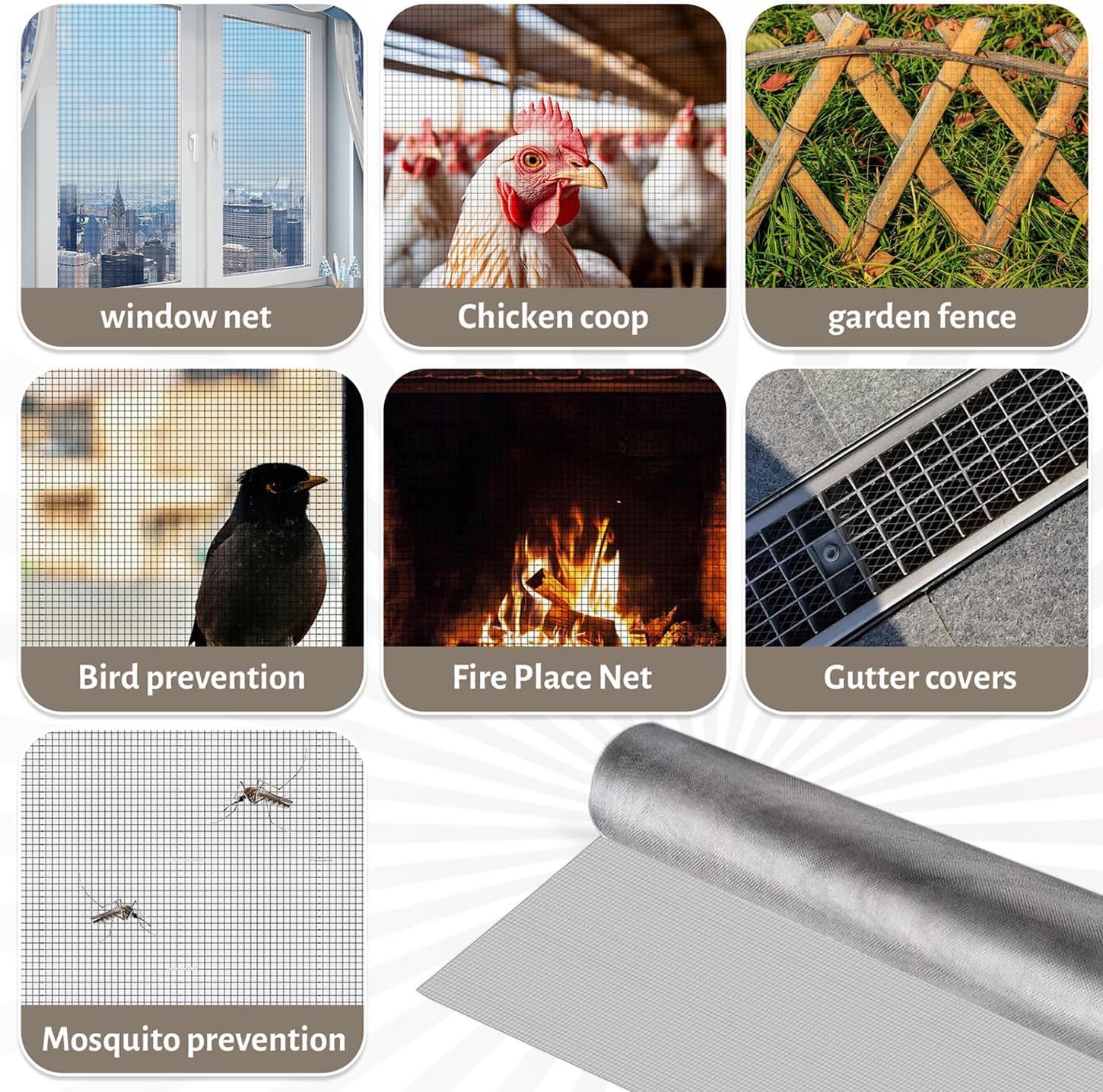 KISKIS 304 Stainless Steel Woven Wire 20 Mesh Air Vent Window Screen,Filter Mesh Roll Metal Screen Fine Mesh, Easy to Cut Sturdy for Door Patio Cover, Cage Garden,60X300CM24X118INCH