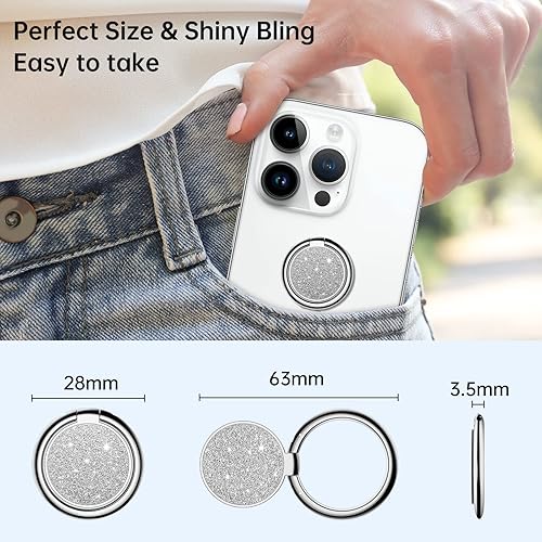 Miniatura 8 de Syncwire Soporte de anillo para teléfono celular, soporte de anillo de dedo brillante con rotación de 360 para soporte magnético de automóvil,