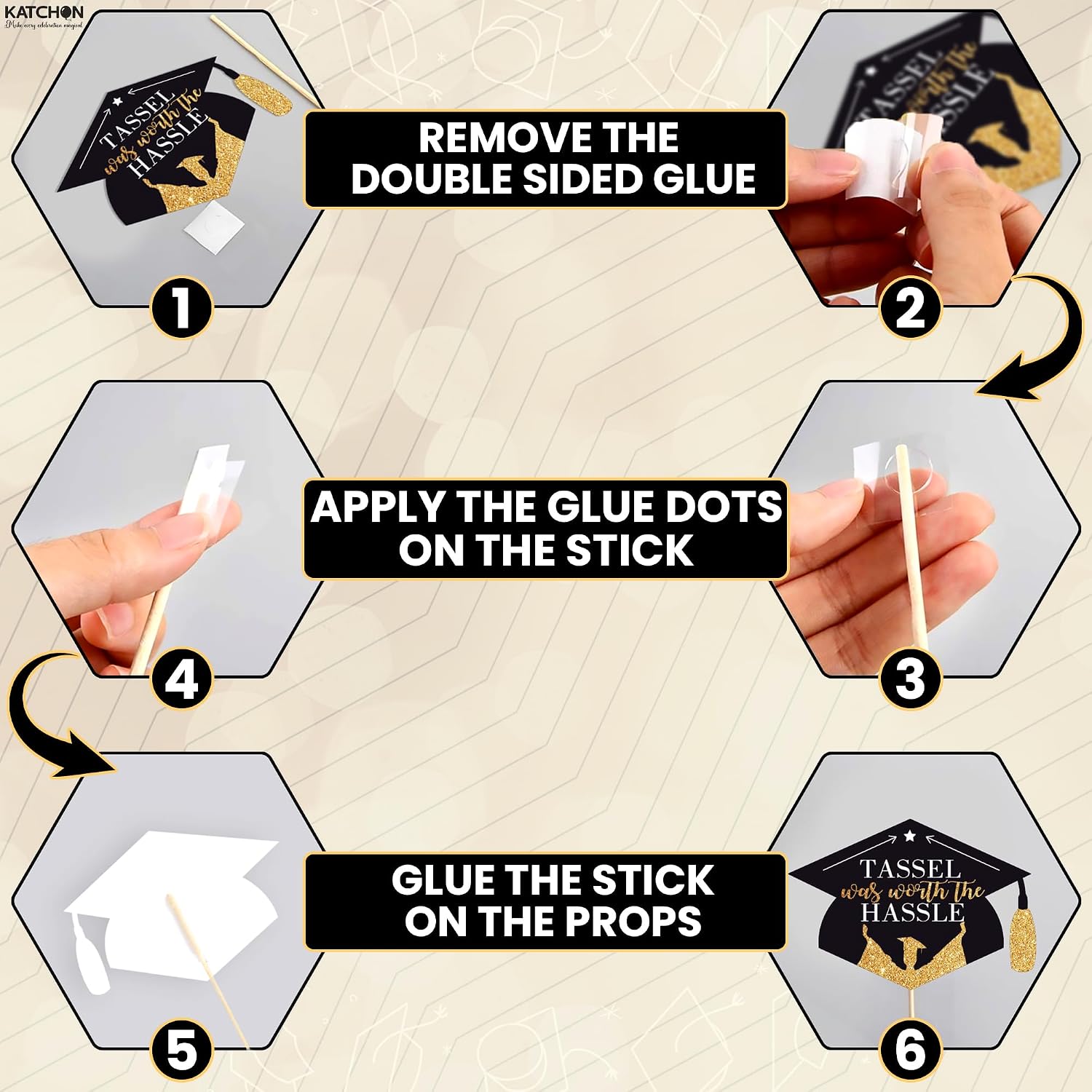 Graduation Decorations 2026 | Graduation Photo Booth Props - Pack of 22 | Black and Gold Graduation Photo Props | Graduation Props for Congrats Grad Decorations, Class of 2026 Decorations, KatchOn