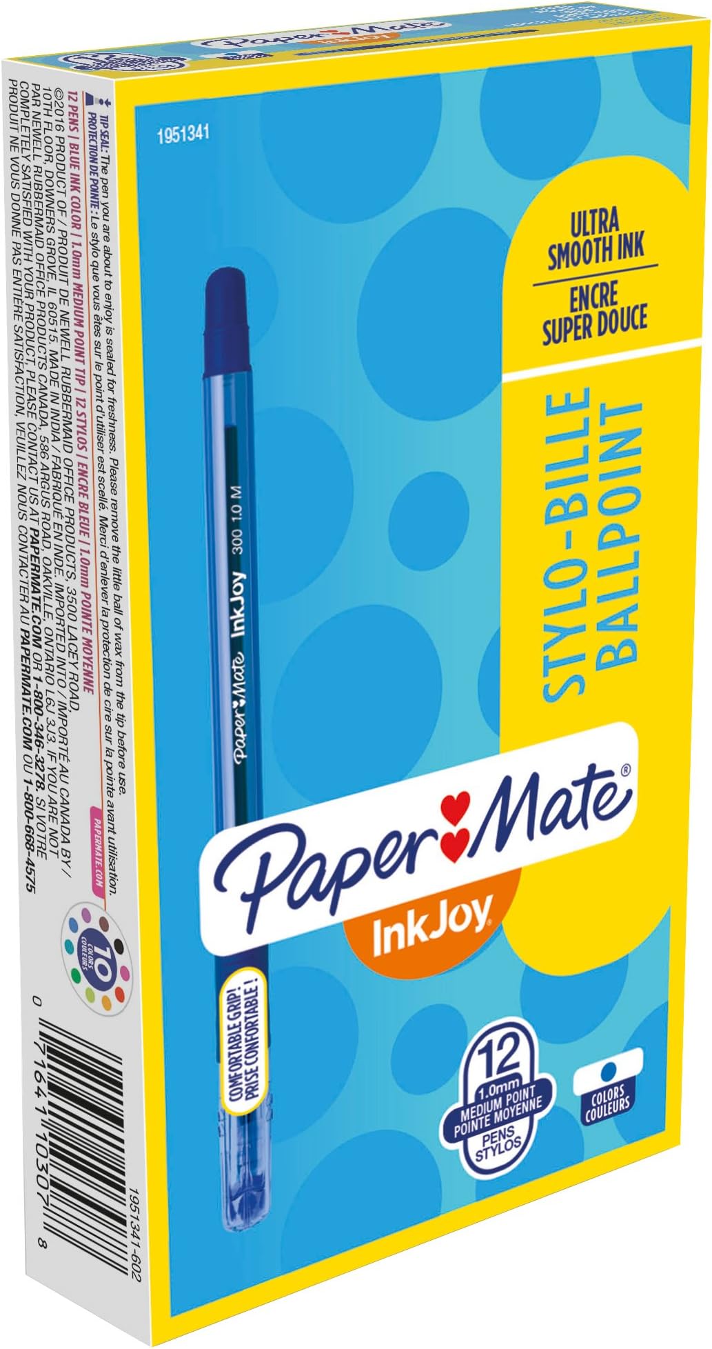 Paper Mate InkJoy 300ST Ballpoint Pens, Medium Point, Blue, Box of 12 ...