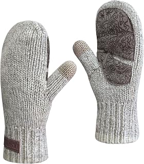 Jökulríki Men’s Ragg Wool Mittens Sherpa Lined Cold Weather Touchscreen Knit Mitt Warm for Winter