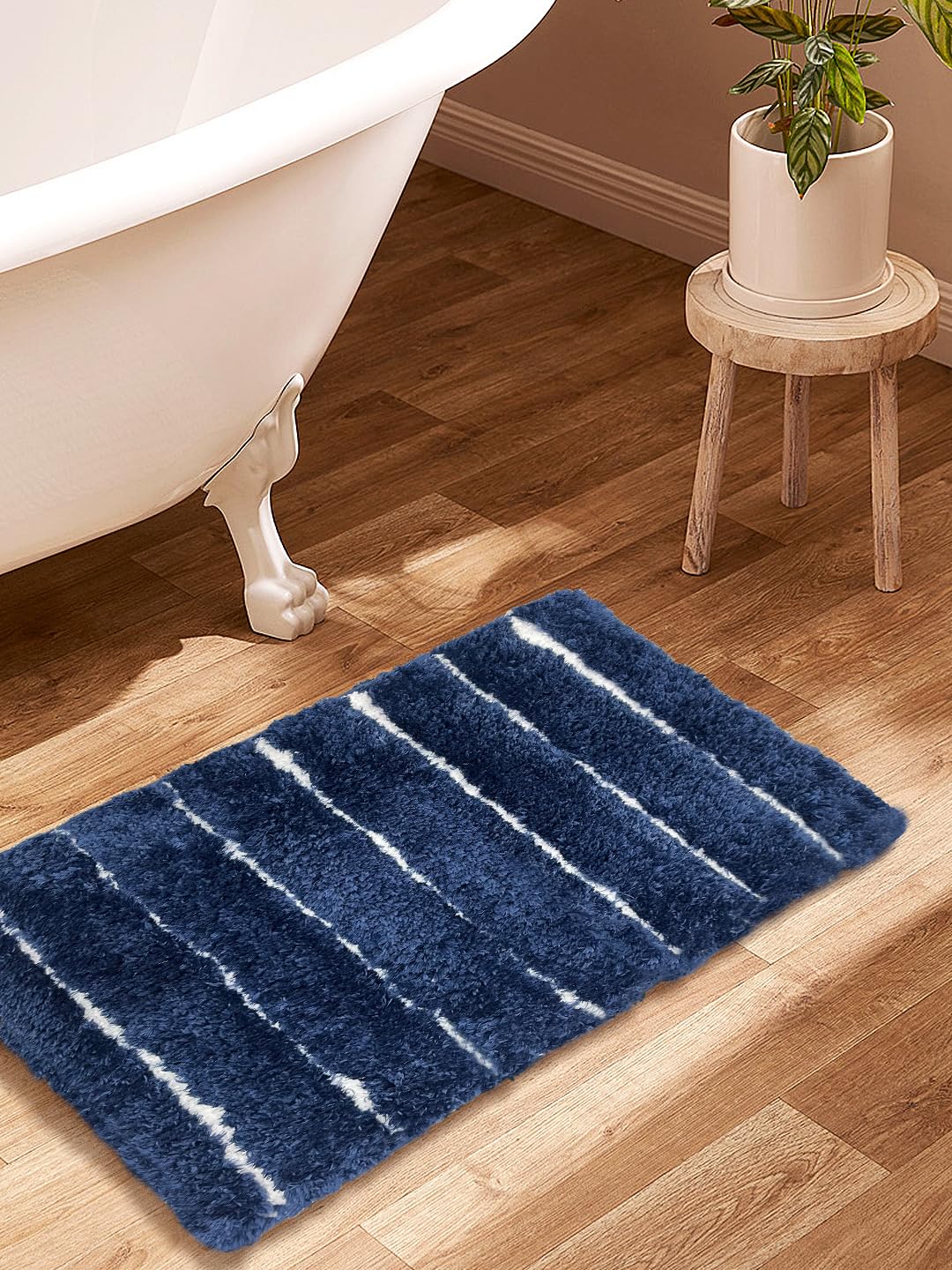 NAUTICA Ultra Soft Fluffy Anti Slip Bath Mat -1pc Medium (Addison) Stripe-Navy-image-39