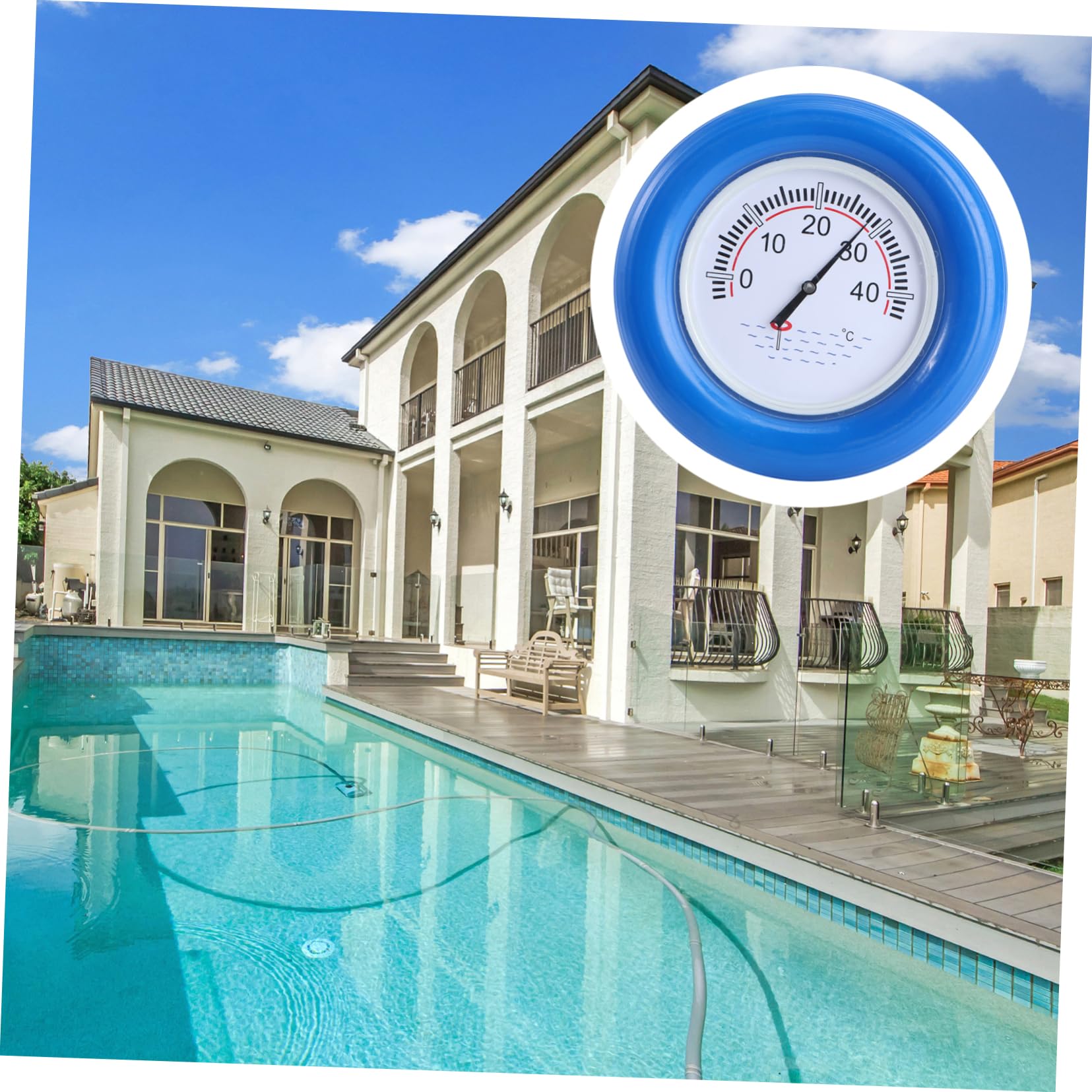 Poolthermometer Blau Schwimmendes Edelstahl Stück Kunststoff 1