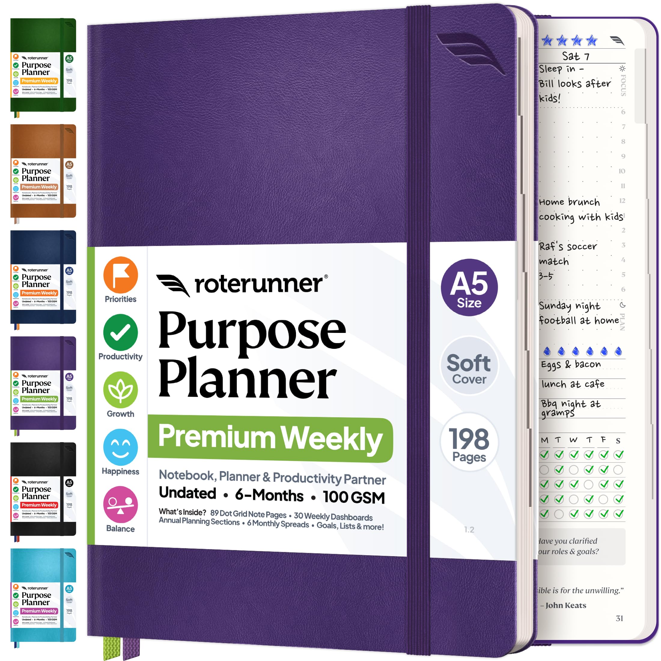 Amazon.com : Roterunner Purpose Planner Notebook A5 5.8”x8.3