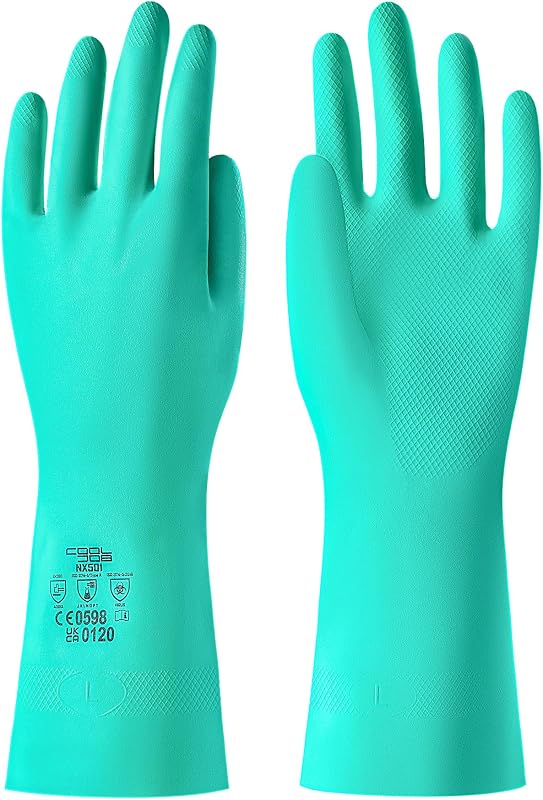 18 Mil Chemical Resistant Nitrile Gloves 13" Long, Resist Household Acid, Alkali, Solvent and Oil, Latex Rubber Free