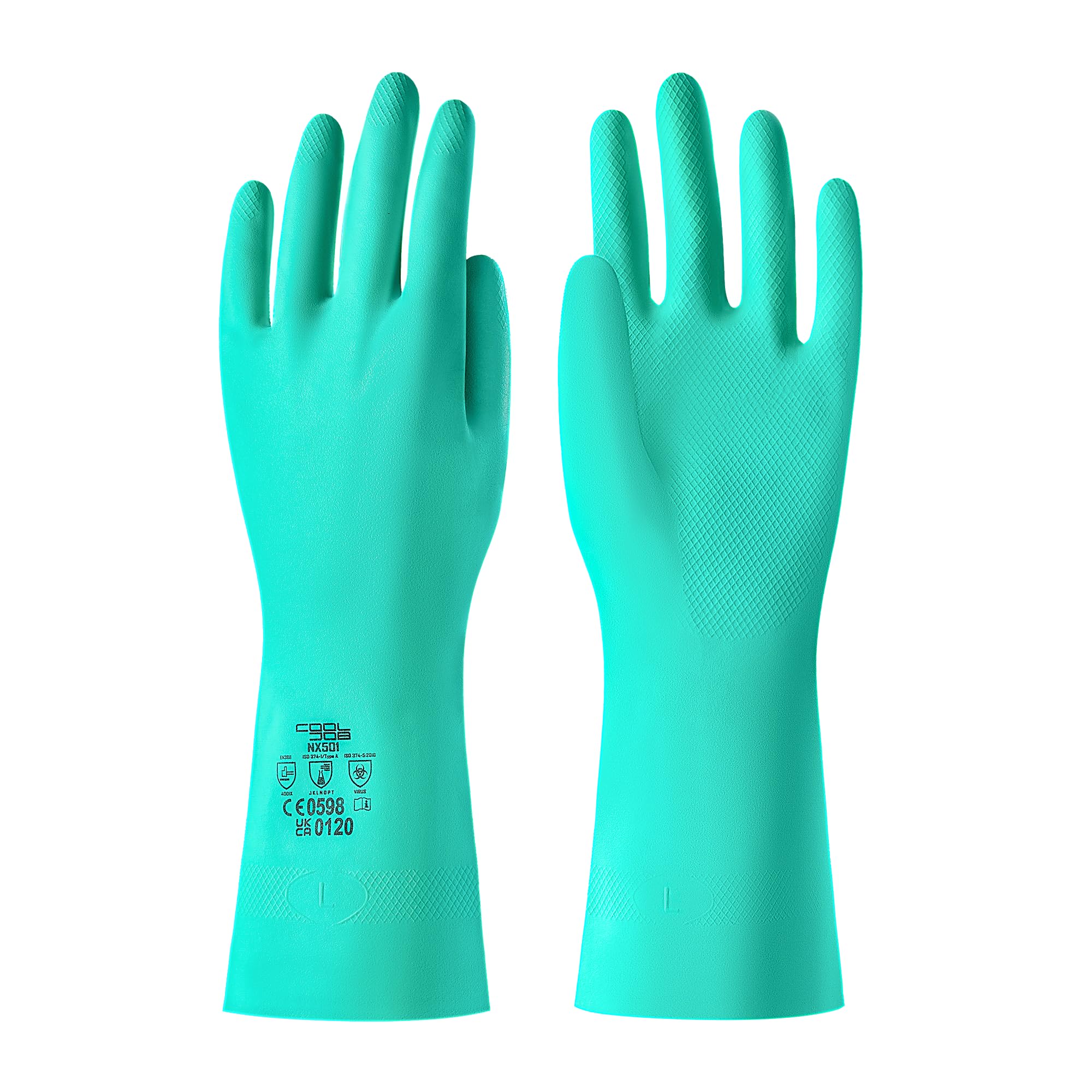 COOLJOB 18 Mil Chemical Resistant Nitrile Gloves 13" Long, Resist Household Acid, Alkali, Solvent and Oil, Latex Rubber Free