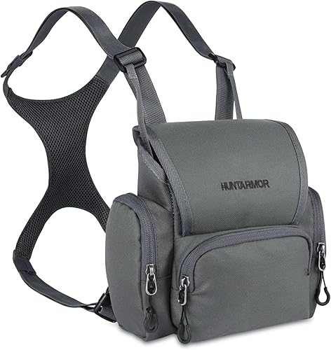 HUNTARMOR Arnés de binocular, arnés bino de caza con bolsa de telémetro y bolsa de binoculares, paquete de binoculares portátil ligero para caza,