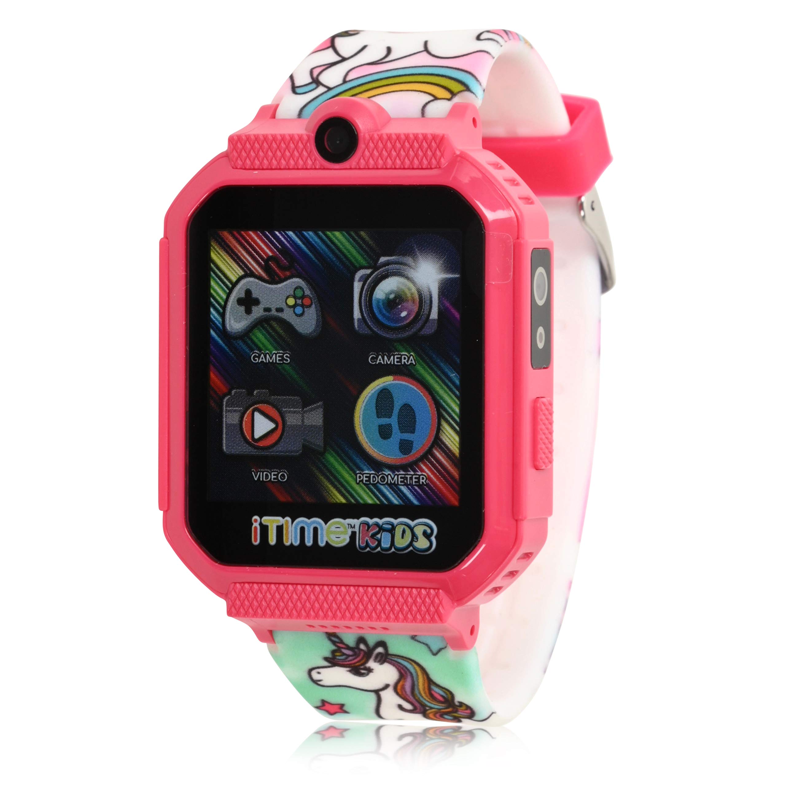 ACCUTIMEiTIME Kids Unicorn Hot Pink Educational Learning Touchscreen Smart Watch Toy for Girls, Boys, Toddlers - Selfie Cam, Learning Games, Body Temperature Sensor, Pedometer (Model: ITK2006AZ)