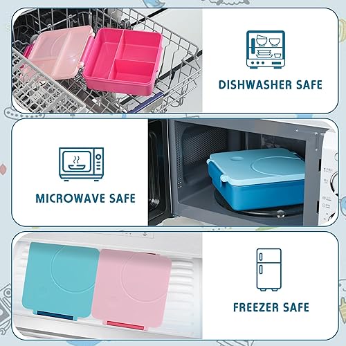 Miniatura 4 de Caja Bento para niños  Lonchera aislada con termo de 8 onzas, recipientes de almuerzo a prueba de fugas para exteriores y campamentos