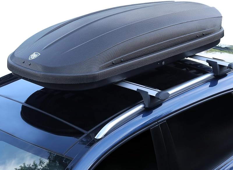 Dual-Side Opening Rooftop Cargo Box Carrier, Roof Mount Travel Luggage Storage with Secure Straps and Keys, 165 lbs Weight Capacity, Hard-Shell Vehicle Carrier, Black