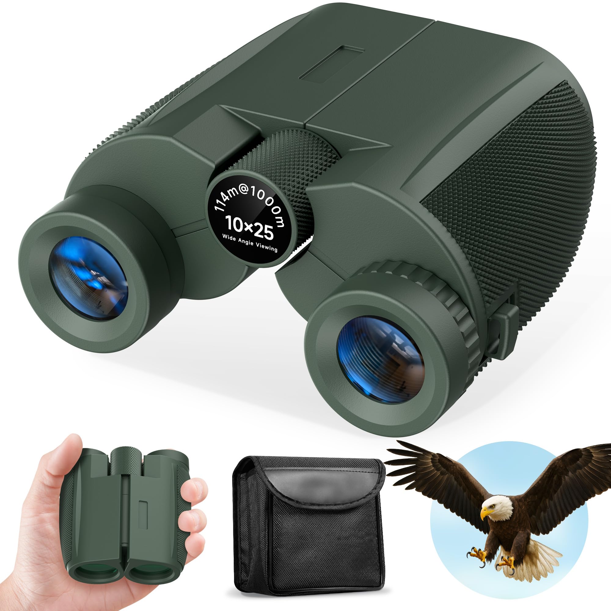Leacco 10x25 Compact Binoculars for Adults and Kids, Large View Waterproof Small Binoculars with Low Light Vision BAK4 Prism FMC Lens for Cruise Ship