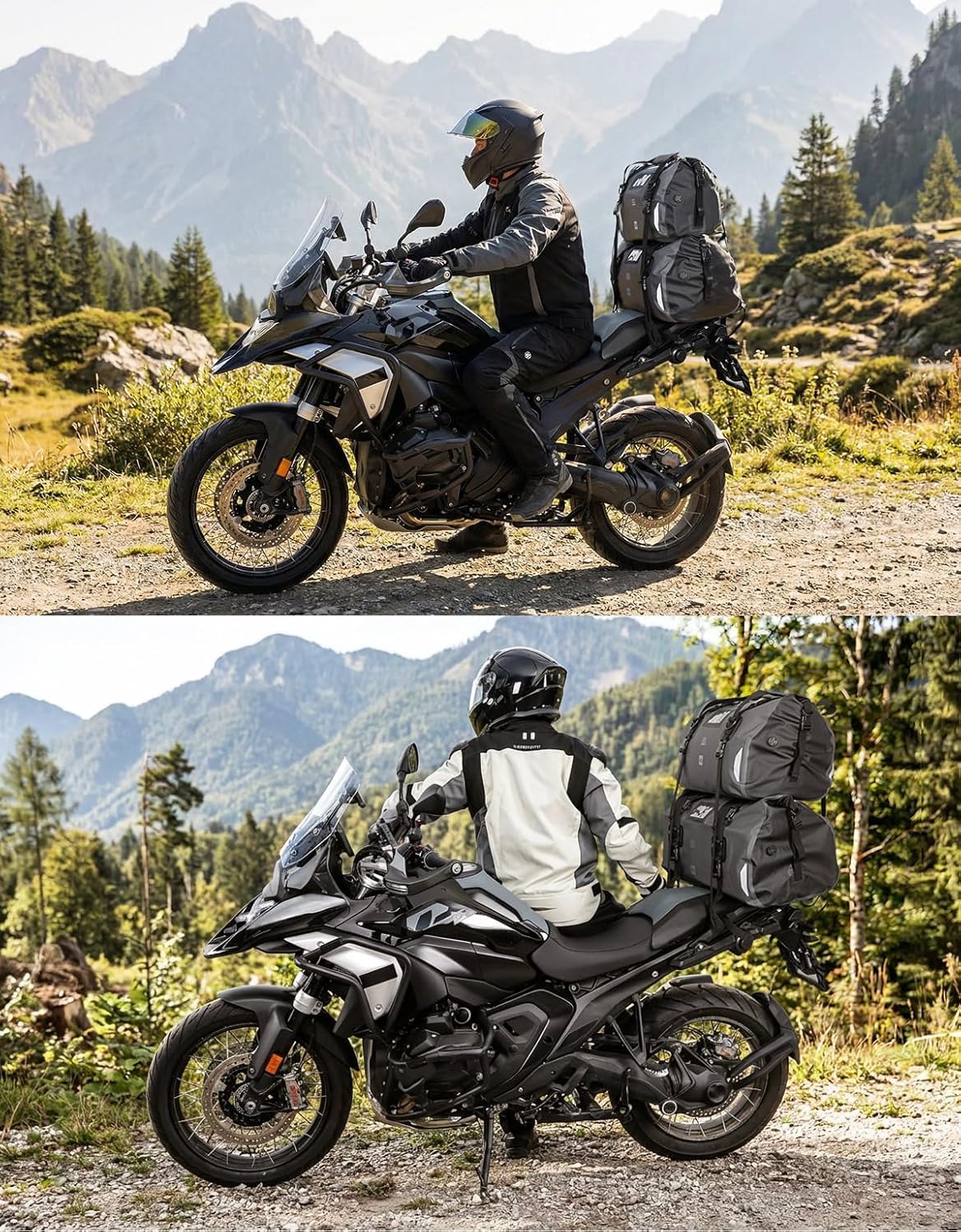 Sacoche Arrière Moto 40L Étanche PVC Réfléchissant Sac de Selle