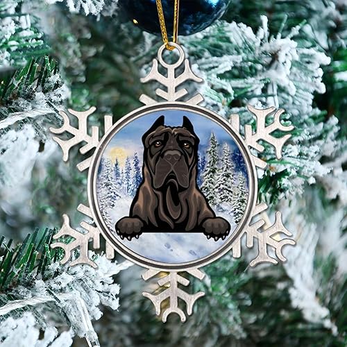 Miniatura 1 de Dog Lover Mom Gift Peeking Dog Ornament for Christmas Tree Decor Presa Canario Metal Snowflake Christmas Ornaments Dog Lover Gift Pet Christmas