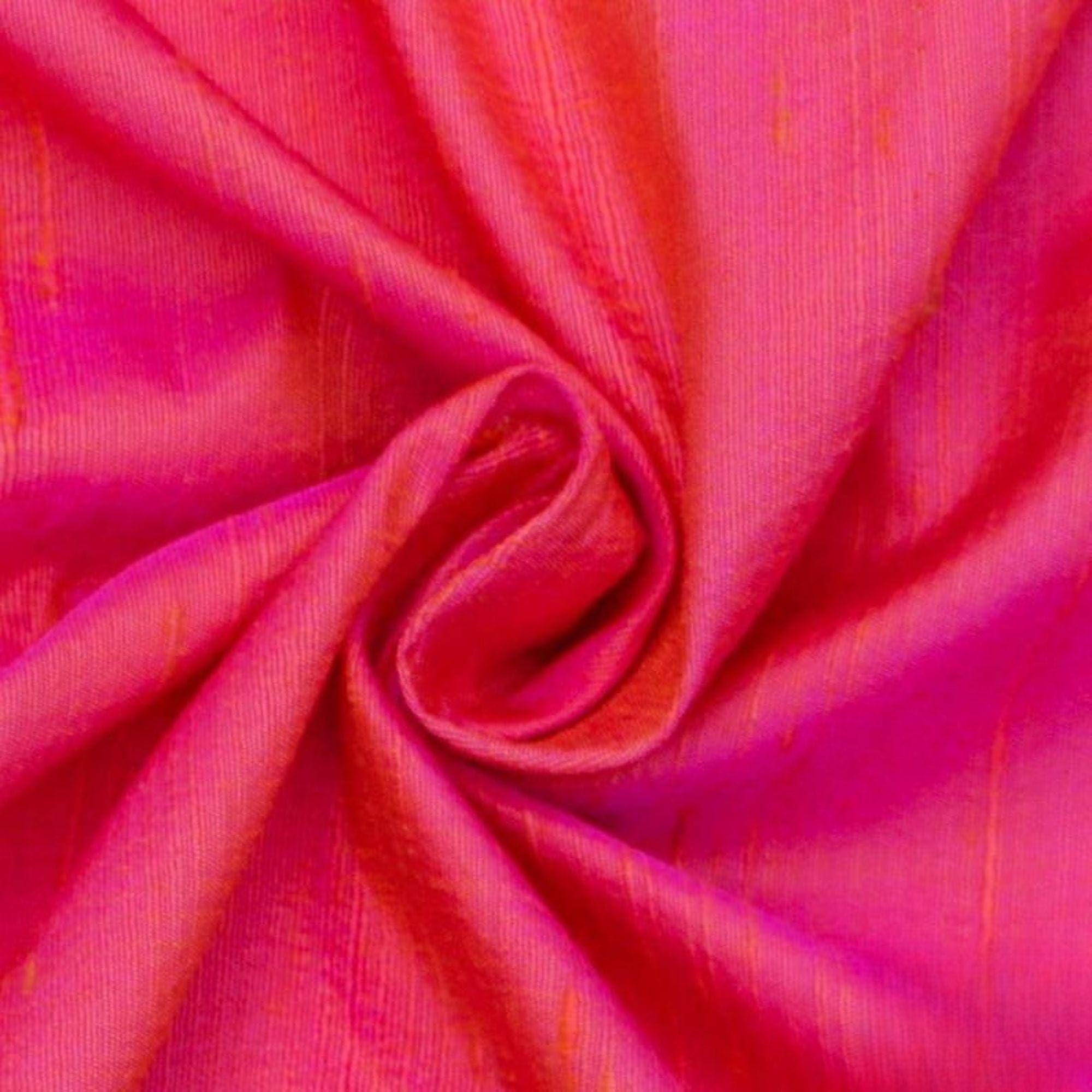 Fabric Mart Direct Pink, Orange 100% Pure Silk Dupioni Fabric By The Metre, 3 Continuous Metres 104 cm Width Pure Raw Silk Solid Color Pink Wholesale Silk Upholstery Fabric for Curtains Bridal Dress — image 1