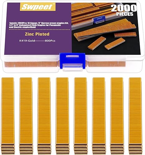 Miniatura 8 de Swpeet 2001 grapas K413 de aproximadamente 14 pulgadas x 12 pulgada de calibre 18 de corona estrecha, grapas de acabado galvanizado para pistolas de