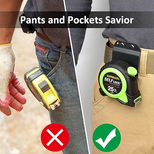 Miniatura 3 de Cinta métrica para cinturón, clip de cinturón de bajo perfil, se adapta a cinturón de herramientas de hasta 2 pulgadas, accesorios de cinta