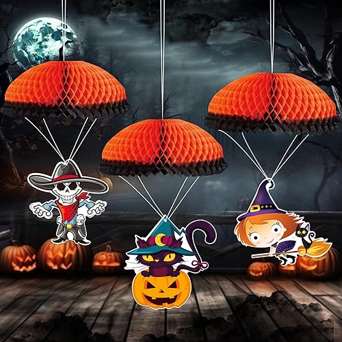 Miniatura 1 de Adornos colgantes de Halloween para exteriores, adornos colgantes grandes de Halloween para árbol, 3 adornos de bola de panal de abeja de Halloween,