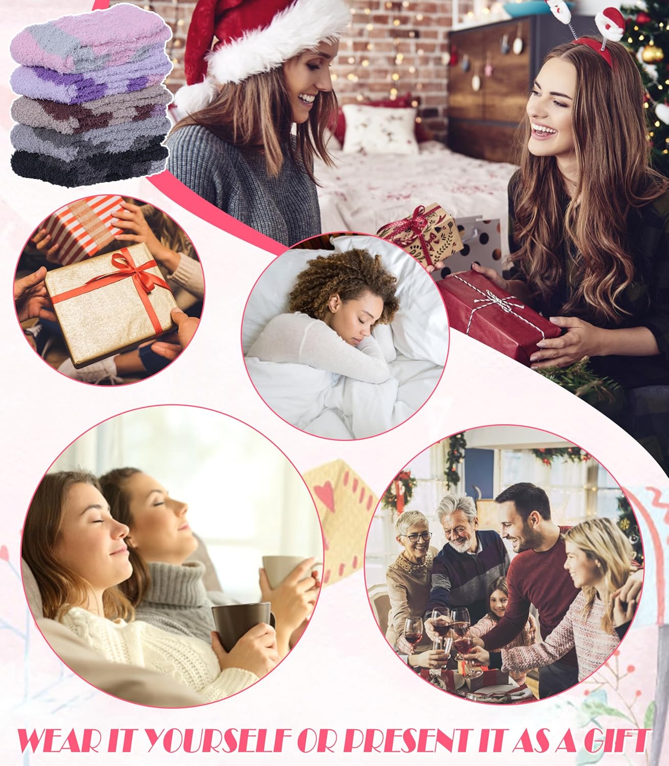 DYW Fuzzy Socks for Women Fluffy Winter Warm Slipper Soft Cozy Home Sleeping Socks 5 Pairs - Image 7