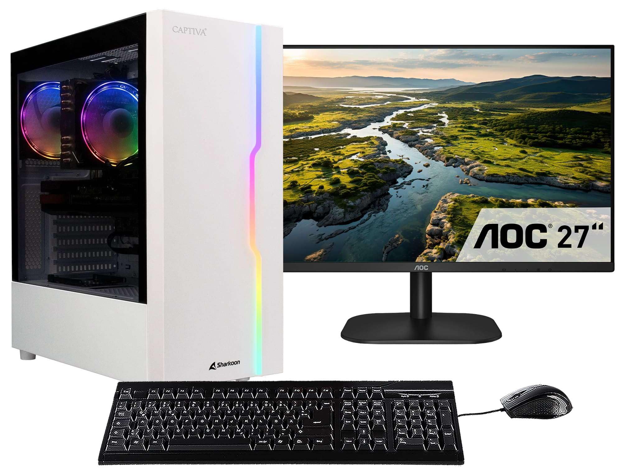 Captiva Advanced Gaming PC Bundle Ryzen 7 5700X/RTX5060 8GB GDDR7/SSD 1TB/16GB/WLAN/Windows 11 TFT Bundle