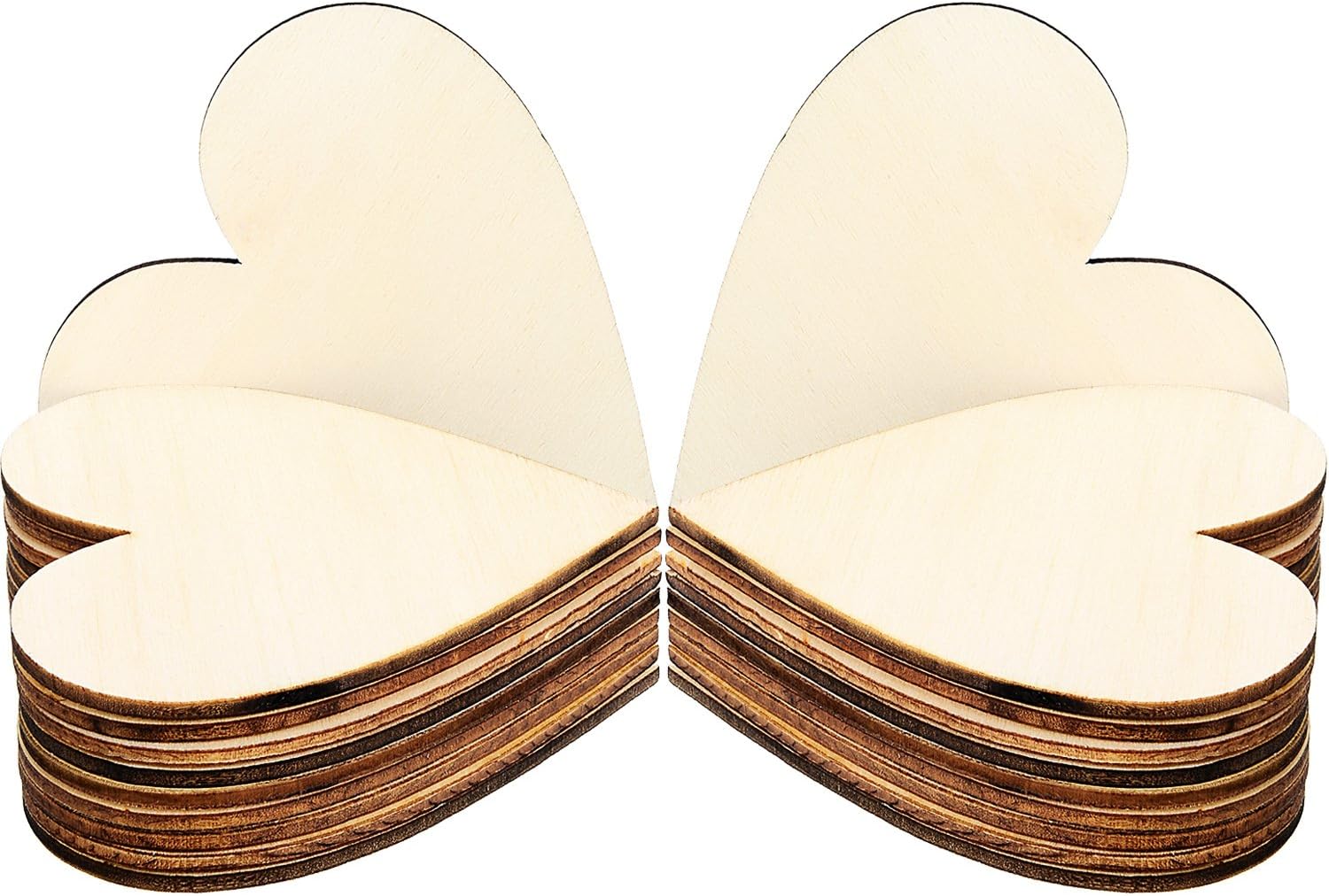 Frienda 3.15 Inch Wood Hearts Slices Wooden Discs Heart Shaped Embellishment for Wedding, Decor Arts Crafts DIY (50)