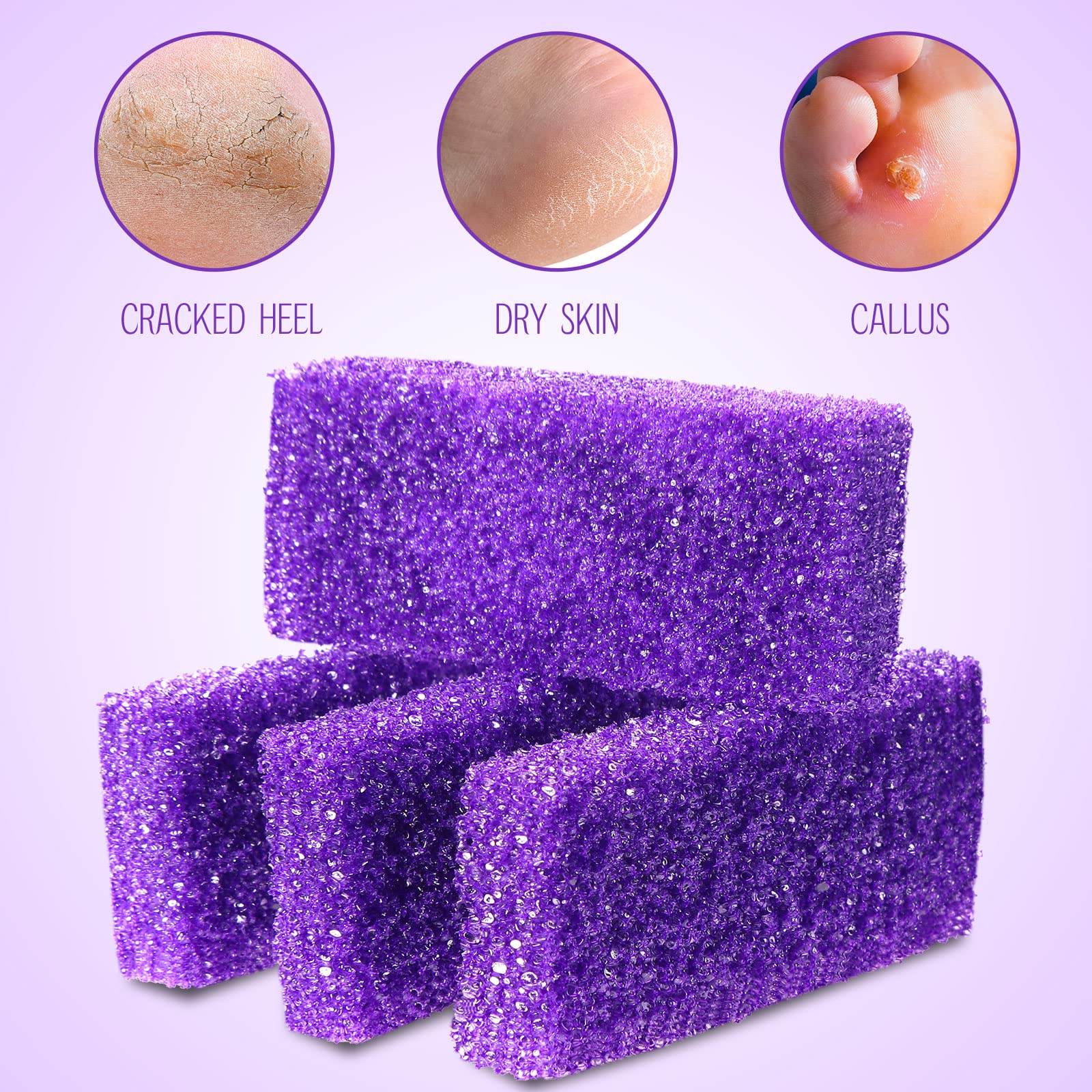 Batiyeer 300 pietre pomice per piedi scrubber per pelle morta usa e getta per piedi pomice per doccia per talloni, cuticole, calli, bagno e spa (viola)