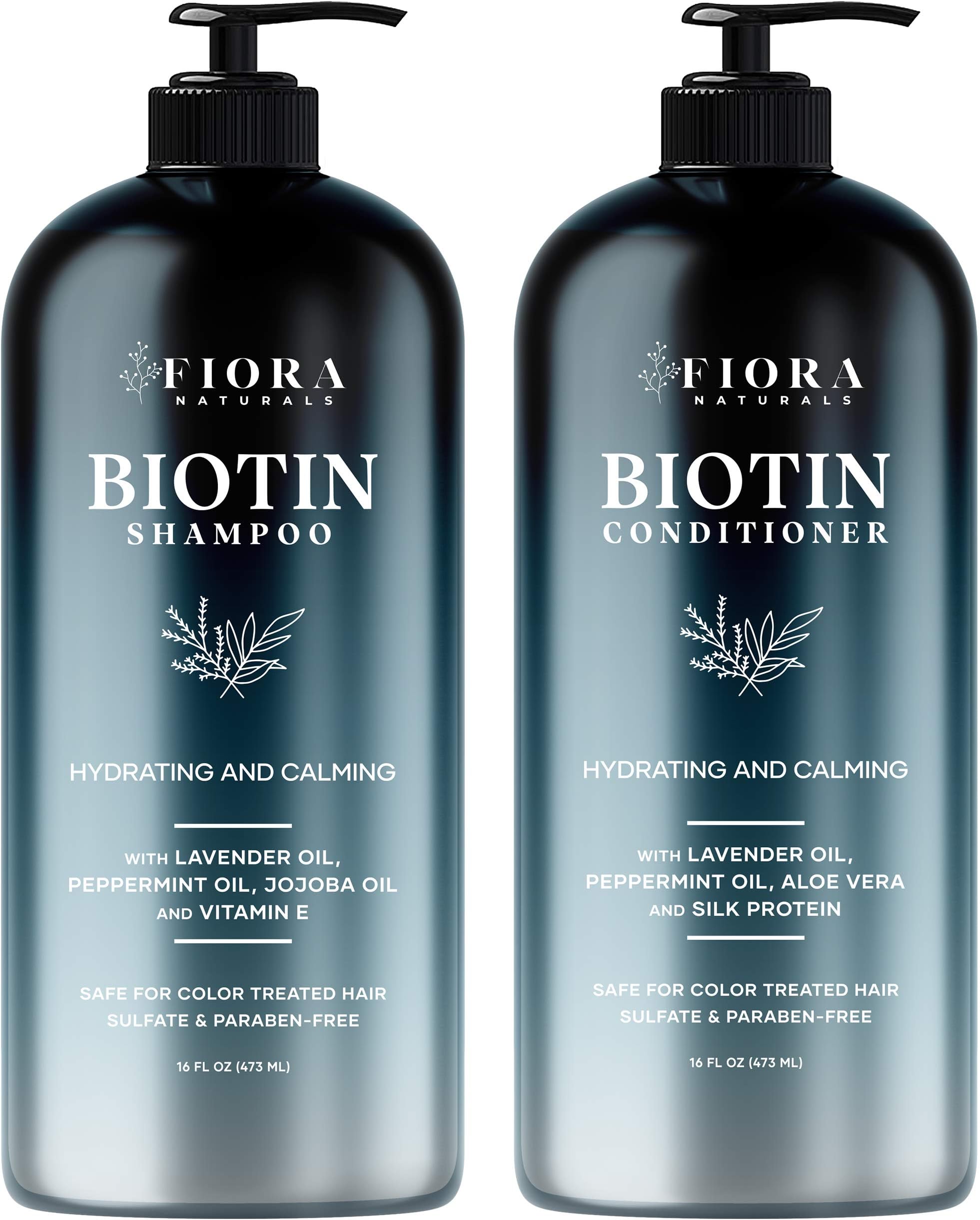 Biotin Shampoo and Conditioner for Hair Growth - Sulfate Free Hair Thickening Shampoo with Lavender oil, Peppermint oil, Keratin and Biotin for Hair Loss and Thinning Hair - For Men and Women
