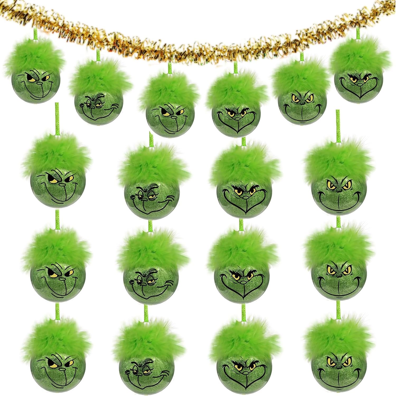 12Pcs Christmas Tree Ornaments Balls, Cute Green Elf
