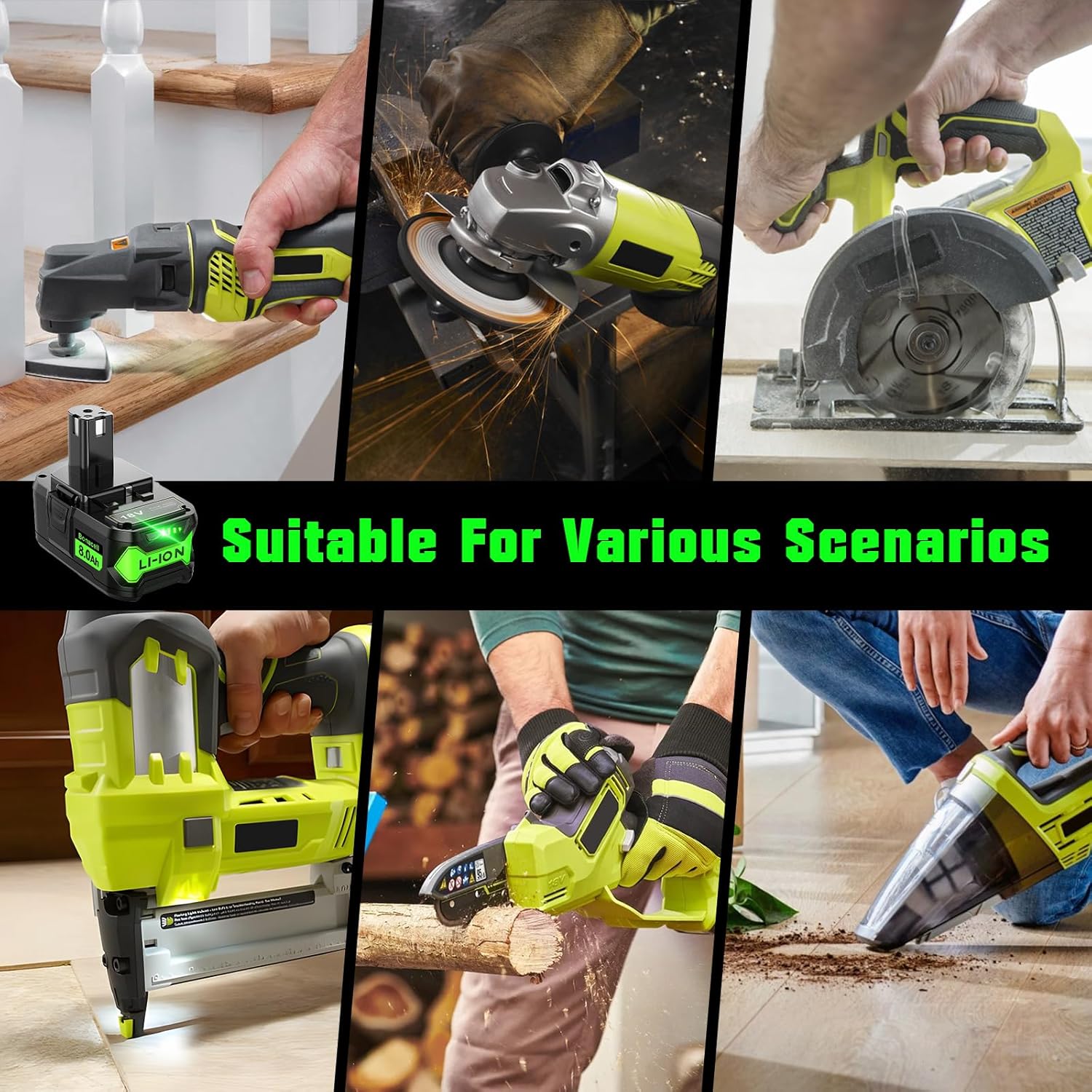 Bonacell 2Pack Upgraded 8.0Ah Replacement for Ryobi 18V ONE+ Battery Replacement PBP005 PBP004 PBP003 PBP002 P108 P102 P103 P104 P105 P107 P109 P122 - Image 7