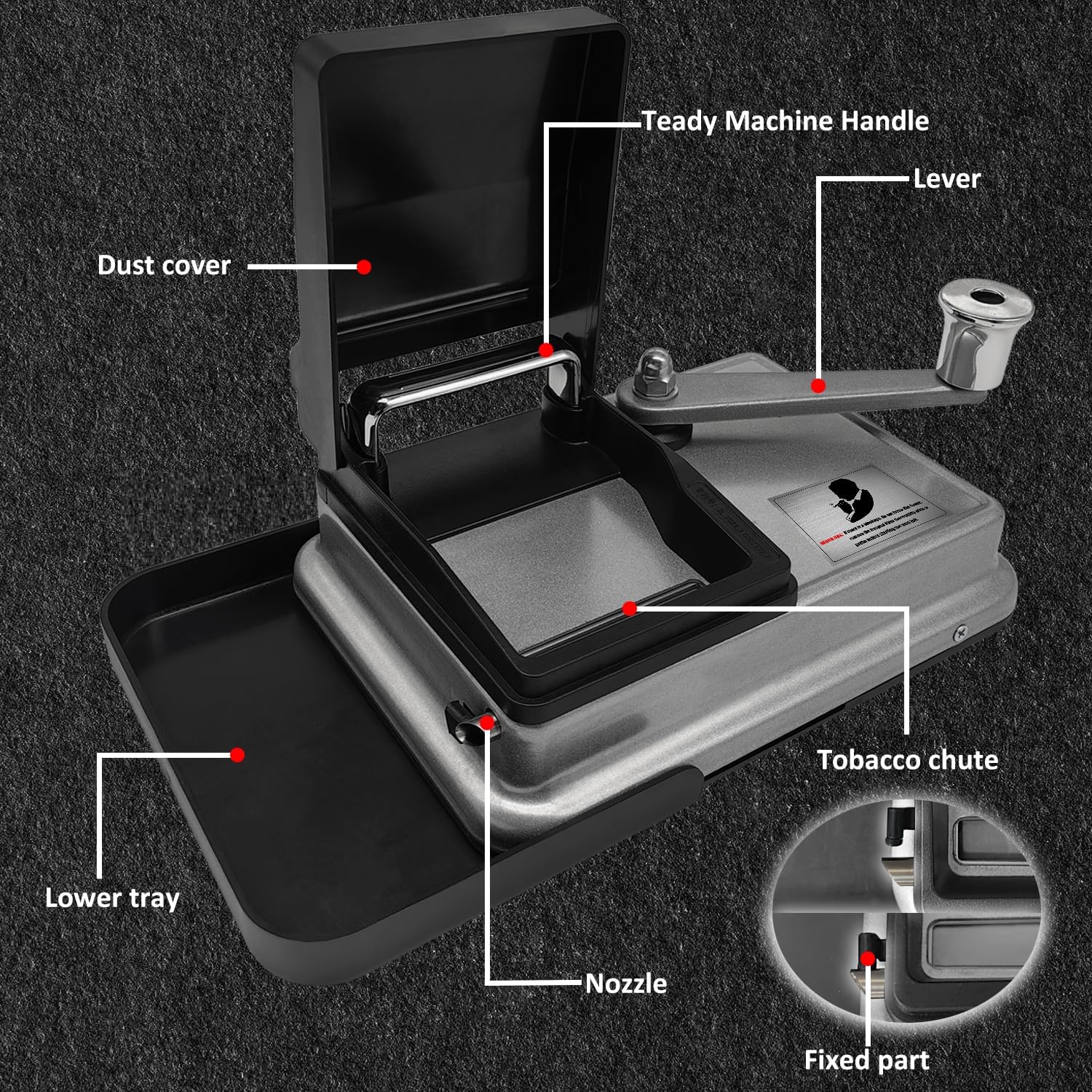 Manual Cigarette Rolling Machine for 8mm Tubes, Tobacco Rolling Machine with Lever Handle, Cigarette Injector Machine & Cigarette Maker with Rolling Tray, Cleaning Tools and Cigarette Case