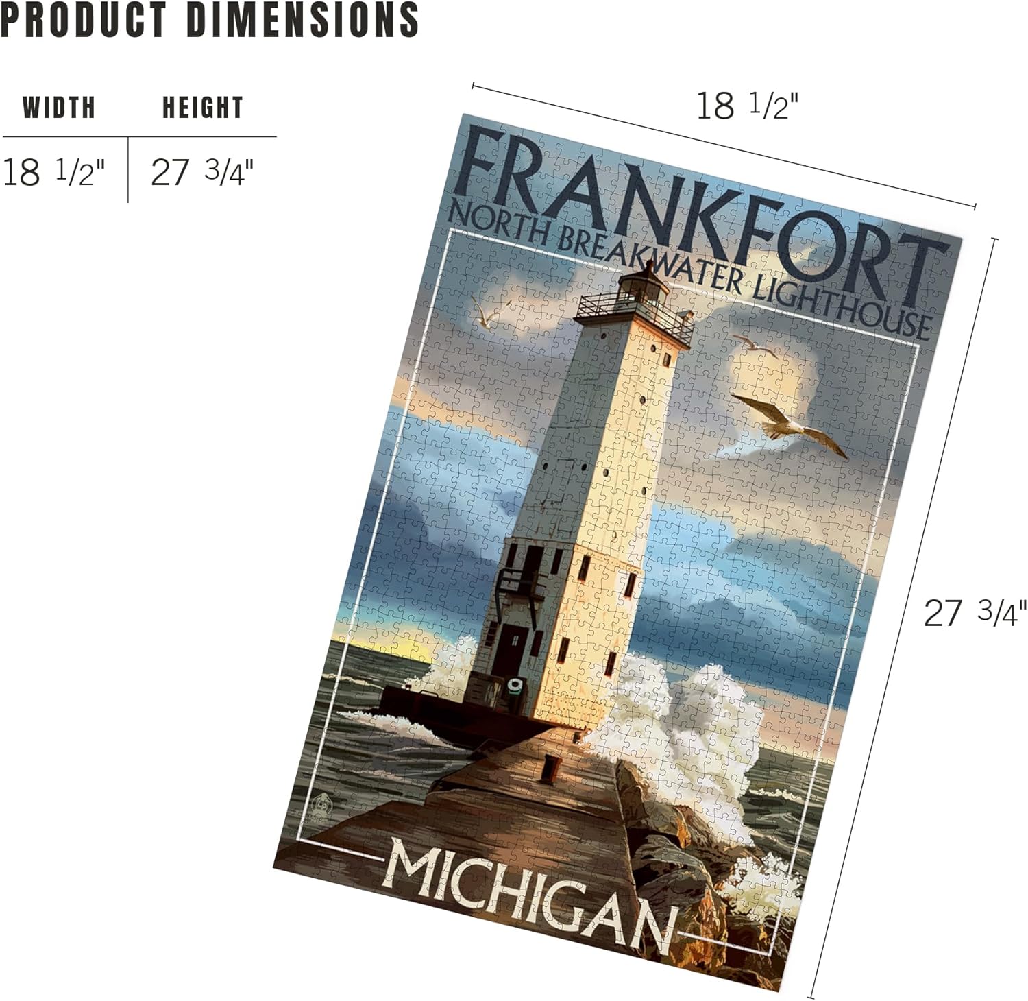 Frankfort Lighthouse, Michigan (1000 Piece Puzzle, Challenging Jigsaw Puzzle for Adults, Made in USA)