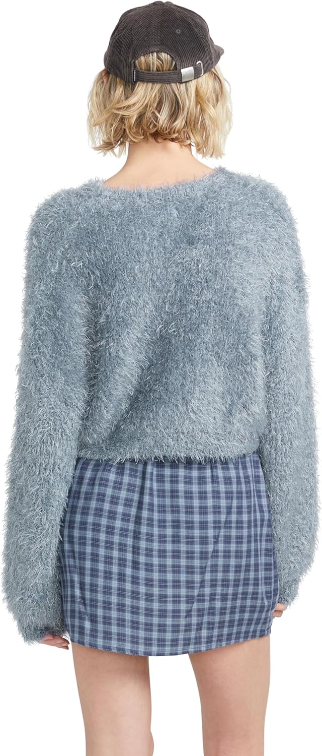 Volcom Women's Yassified Cropped Crew Neck Furry Knit Sweater - Image 2