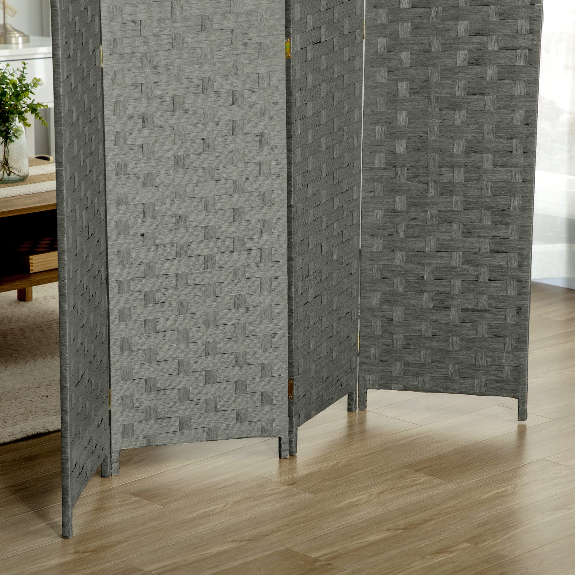 HOMCOM Paravent Intérieur 4 Panneaux 159,5L x 169,5H x 1,6P cm Gris | Séparateur de Pièce, Cloison en Bois