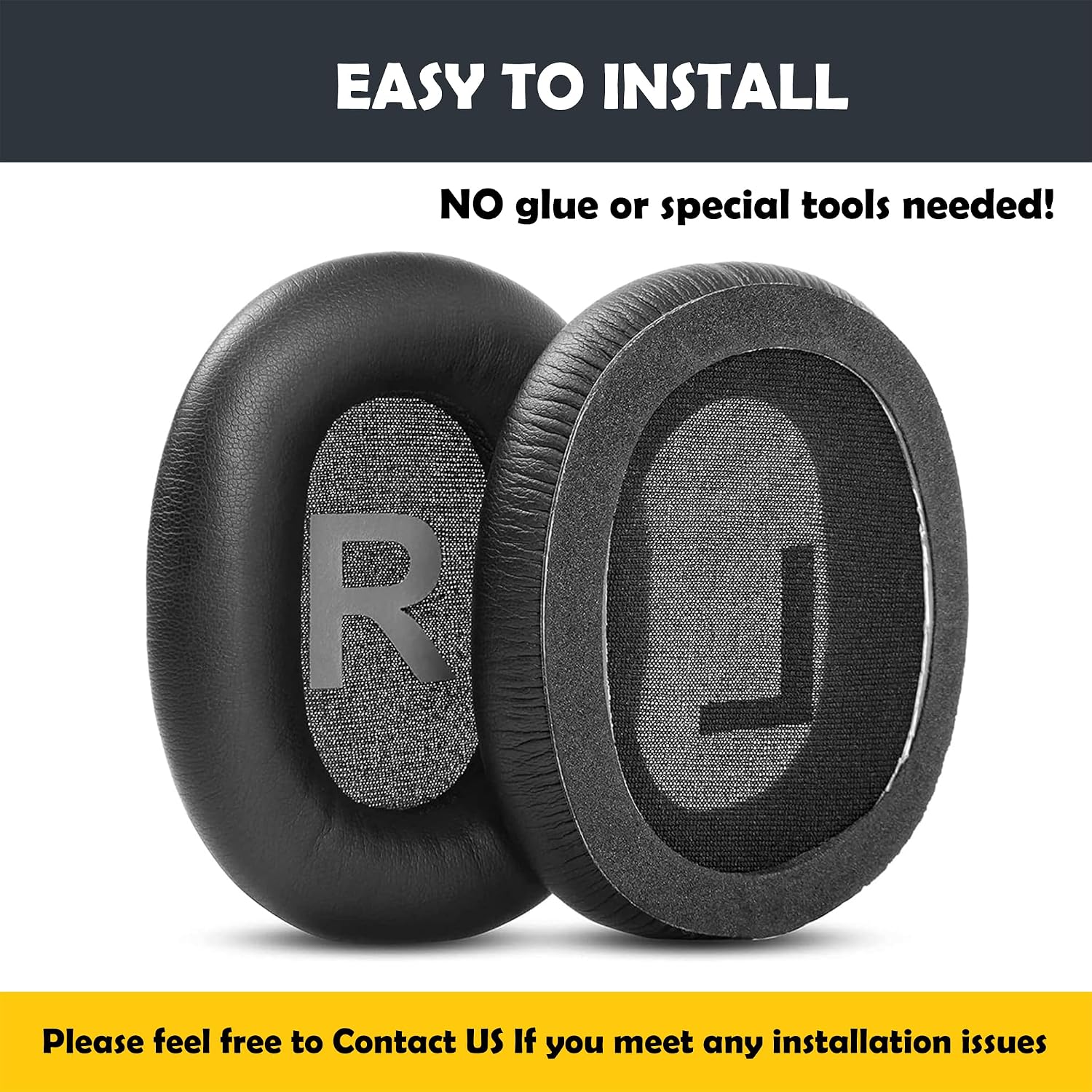 Easy installation of replacement earpads with L and R markings