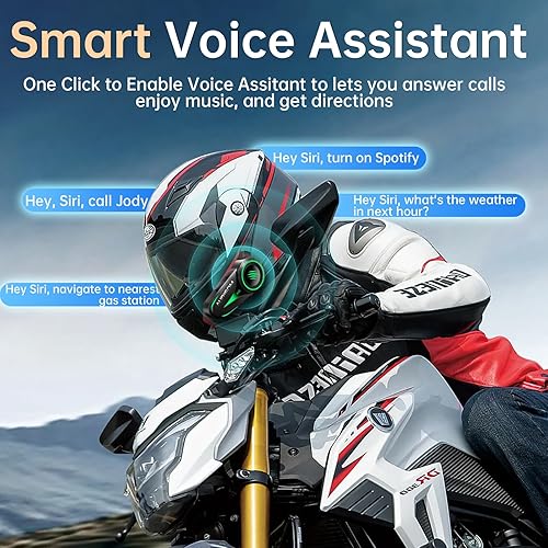 Miniatura 7 de Auriculares Bluetooth para casco de motocicleta, cancelación de ruido, altavoces inalámbricos para casco de 4 colores, luz LED, batería de 1200 mAh,