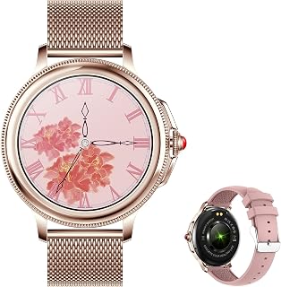 Aliwisdom Smart Watch for Women, 1.2" Round HD Screen Smartwatch waterproof Fitness Tracker Sport Watch with Bluetooth calls and texts and Whatswapp Reminder for iPhone Android (Rose Gold)