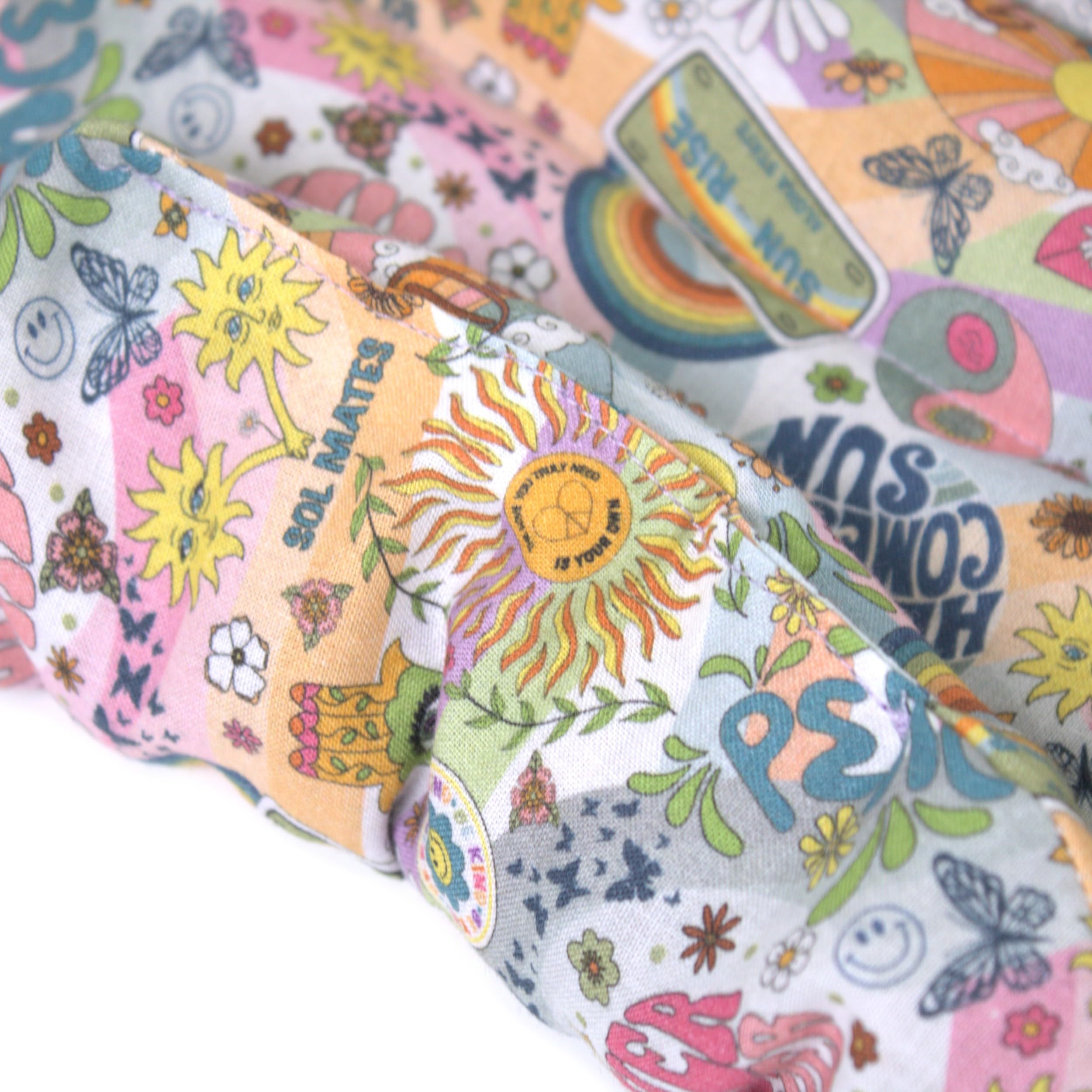 Saco cervical térmico con semillas de colza (algodón orgánico Flower Power) - Cojín nuca y hombros con cuello - Almohada cervical - Para microondas y horno