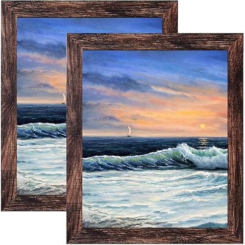 LUCKYLIFE 8x10 Picture Frame Brown for Wall Mounting or Tabletop Display, 2 Pack