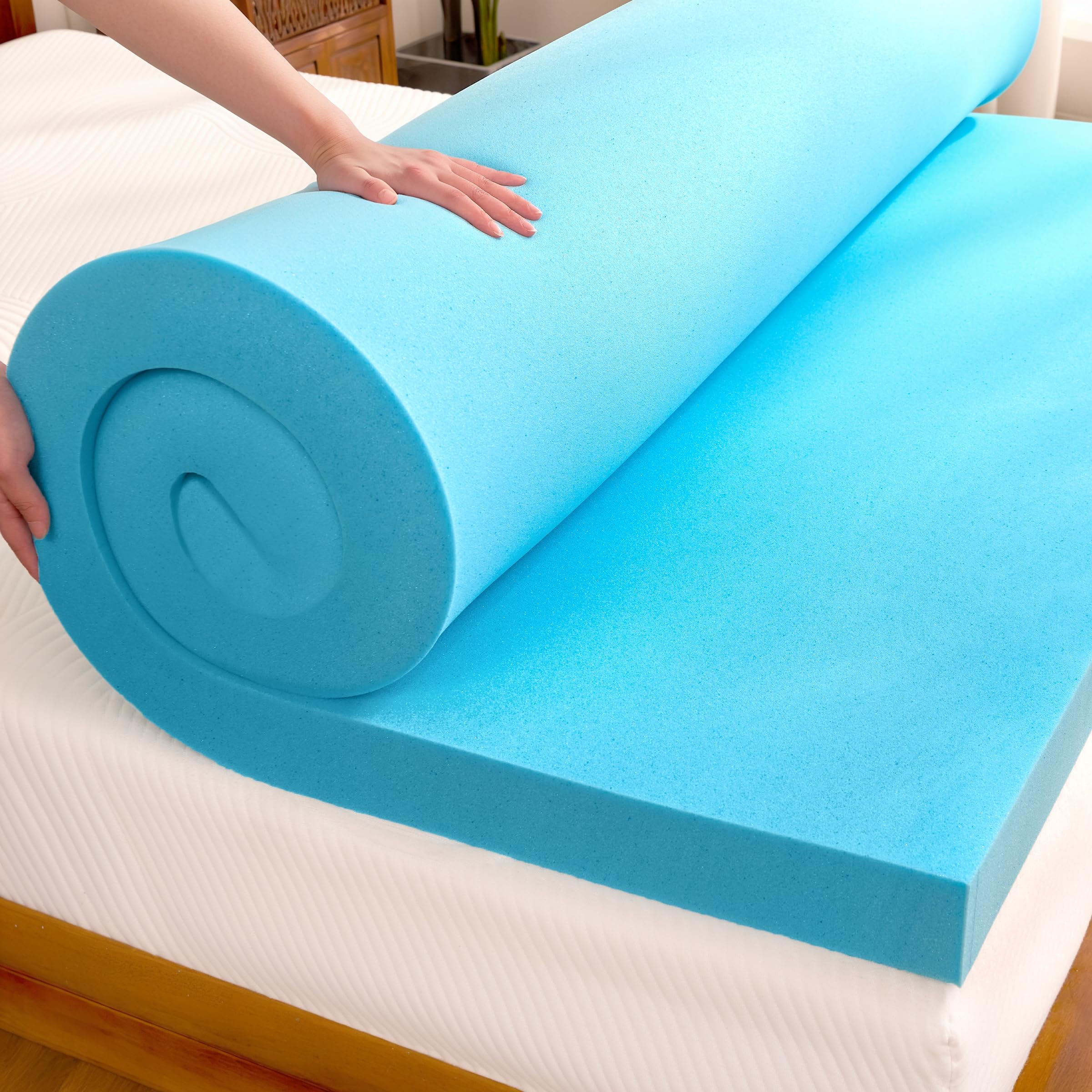 CHUN YI 3 inch Full Size Memory Foam Mattress Topper, Gel-Infused Double Bed Topper for Pressure Relief CertiPUR-US Certified