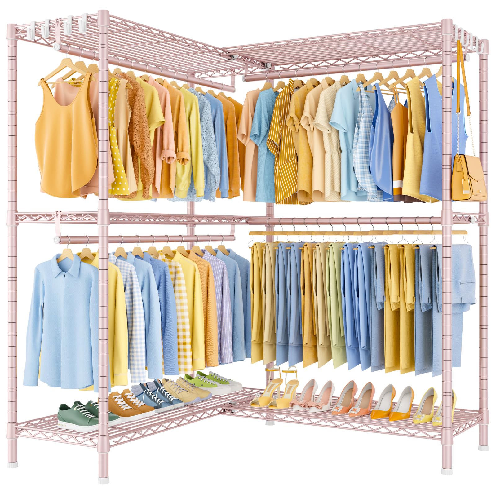 E15 Pro Garment Rack L Shaped Clothes Rack for Corner Freestanding Clothing Racks for Hanging Clothes Heavy Duty