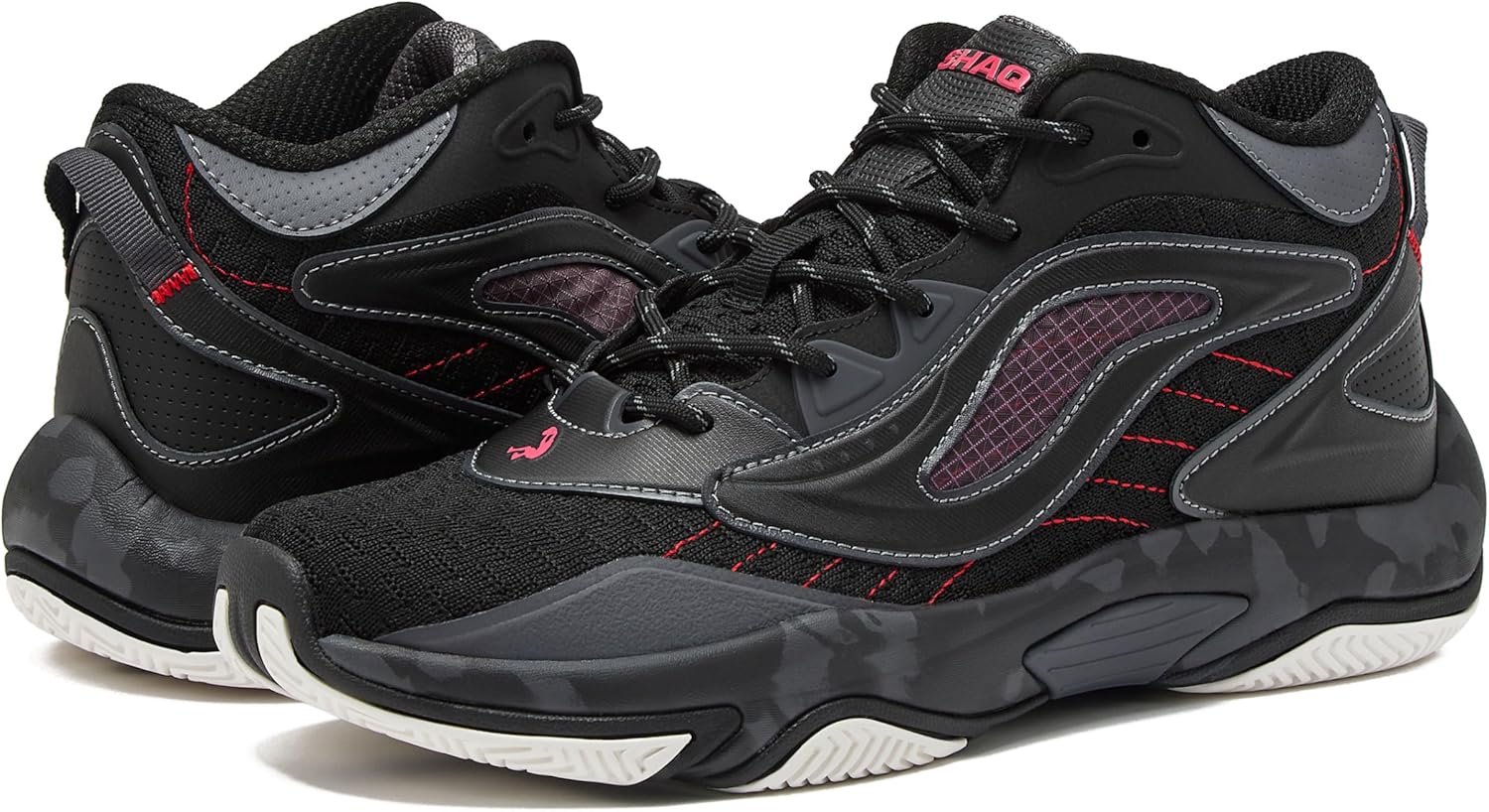 SHAQ Speed Demon 2.0 High Top Basketball Shoes for Men, Indoor or Outdoor Court Basketball Mens Sneakers - Black or White and Blue Size 8 to 13