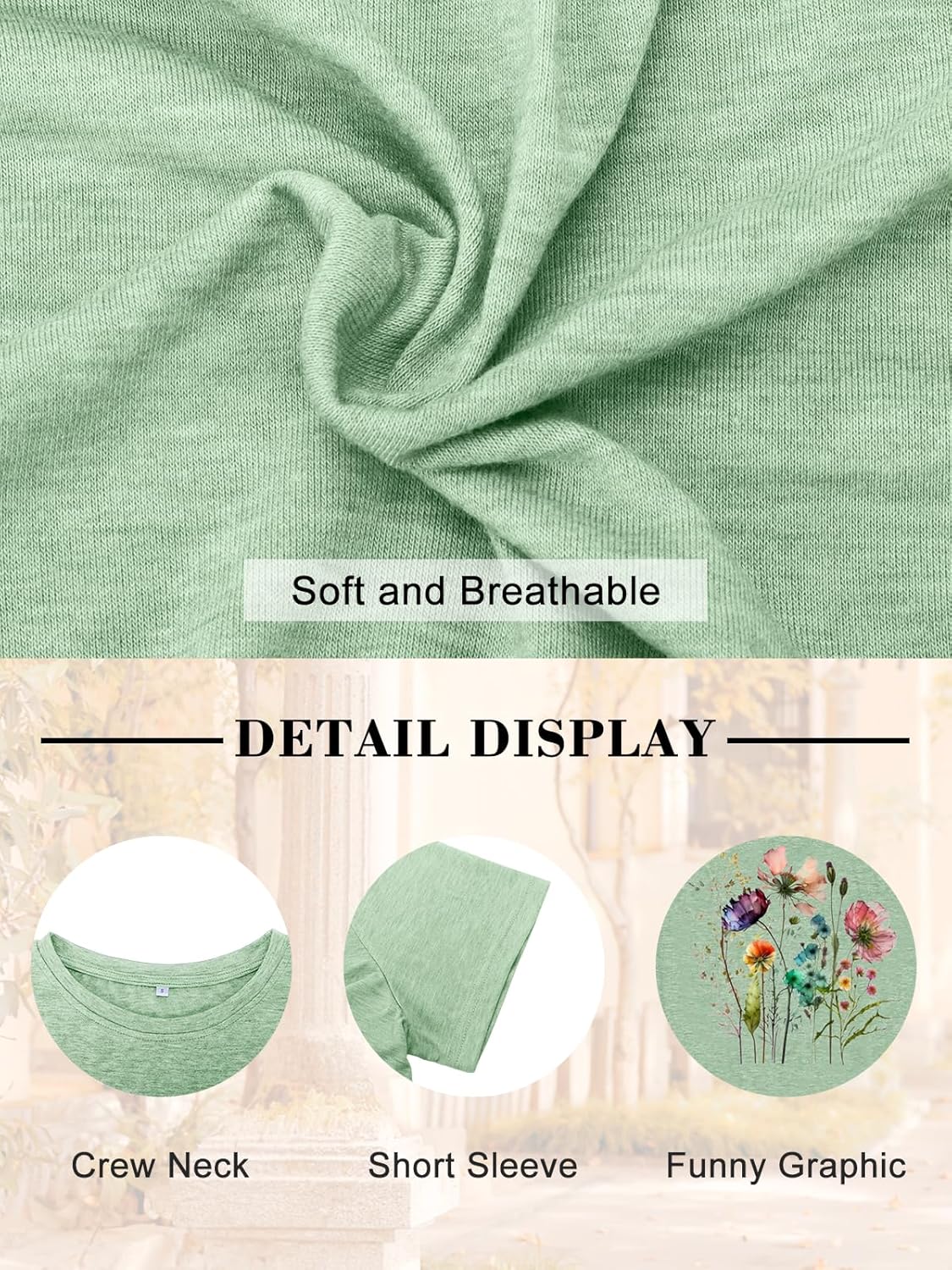 Graphic Tees for Women Casual Short Sleeve Round Neck Vintage Boho Style Floral T Shirts Wildflowers Cottagecore Tshirt Tops - Image 7