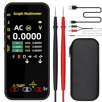 BSIDE Portable Digital Multimeter 20000 Word mV Voltmeter Rechargeable 3.2 TFT Screen Compact Multimeter with Recording Mode Measure Resistance Capacitance Diode Max Min Ave Calculation